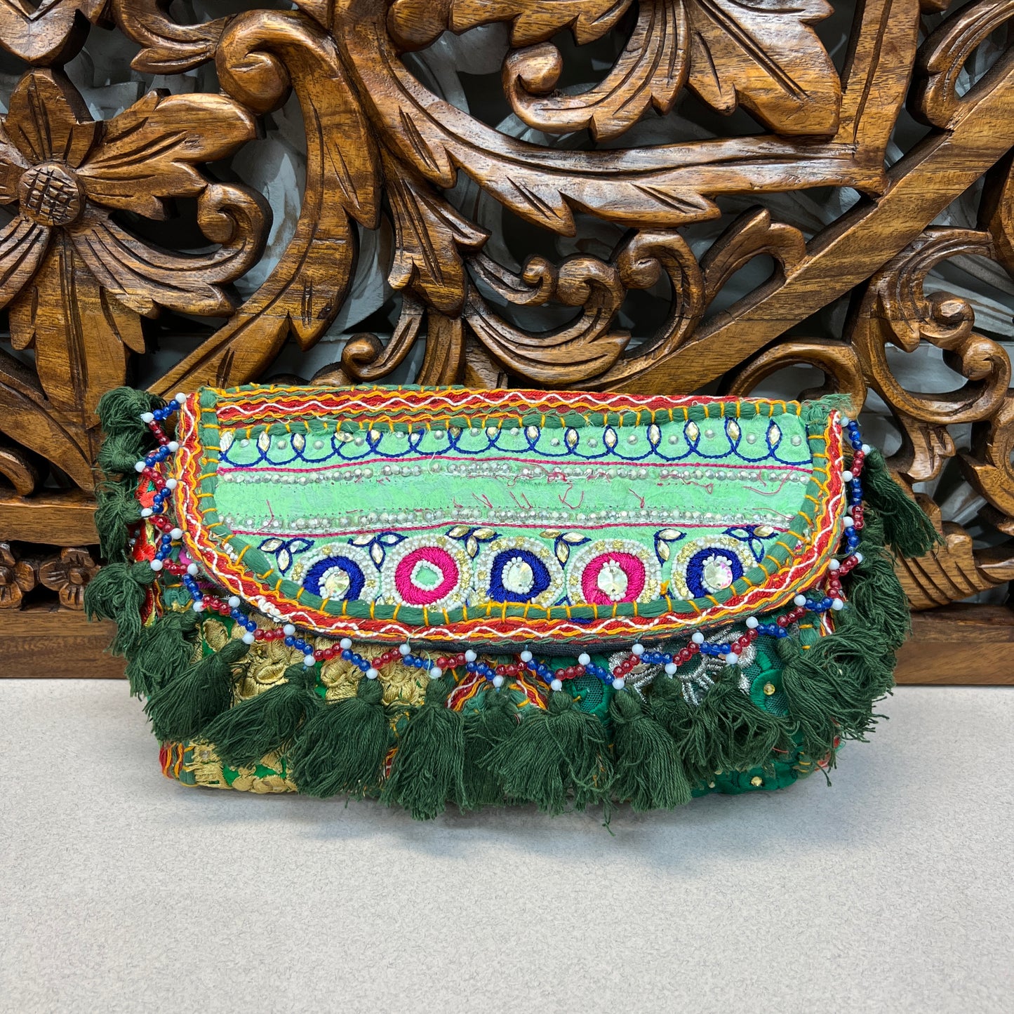 Recycled Hand Embroidered Rajasthani Crossbody | Tassel