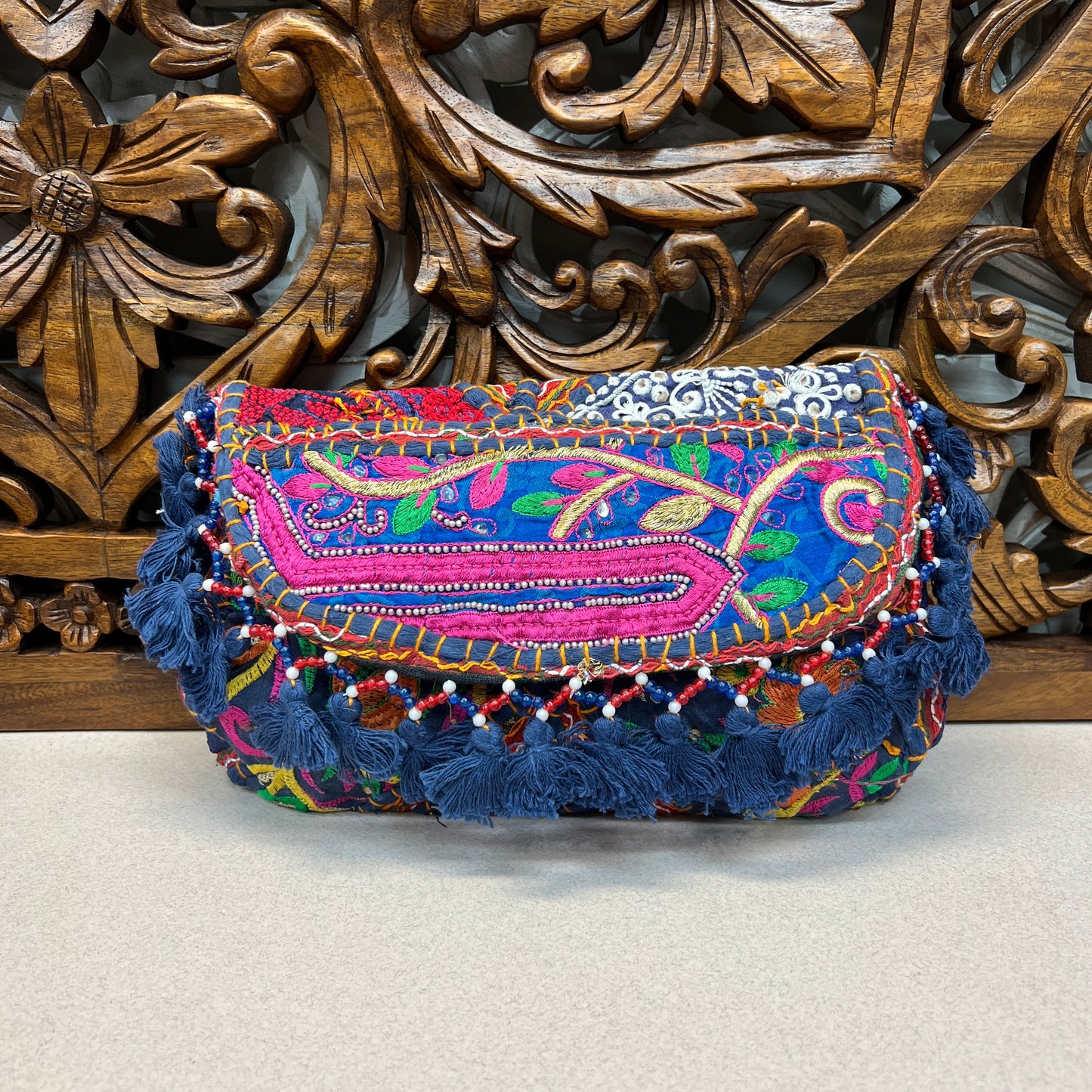 Recycled Hand Embroidered Rajasthani Crossbody | Tassel