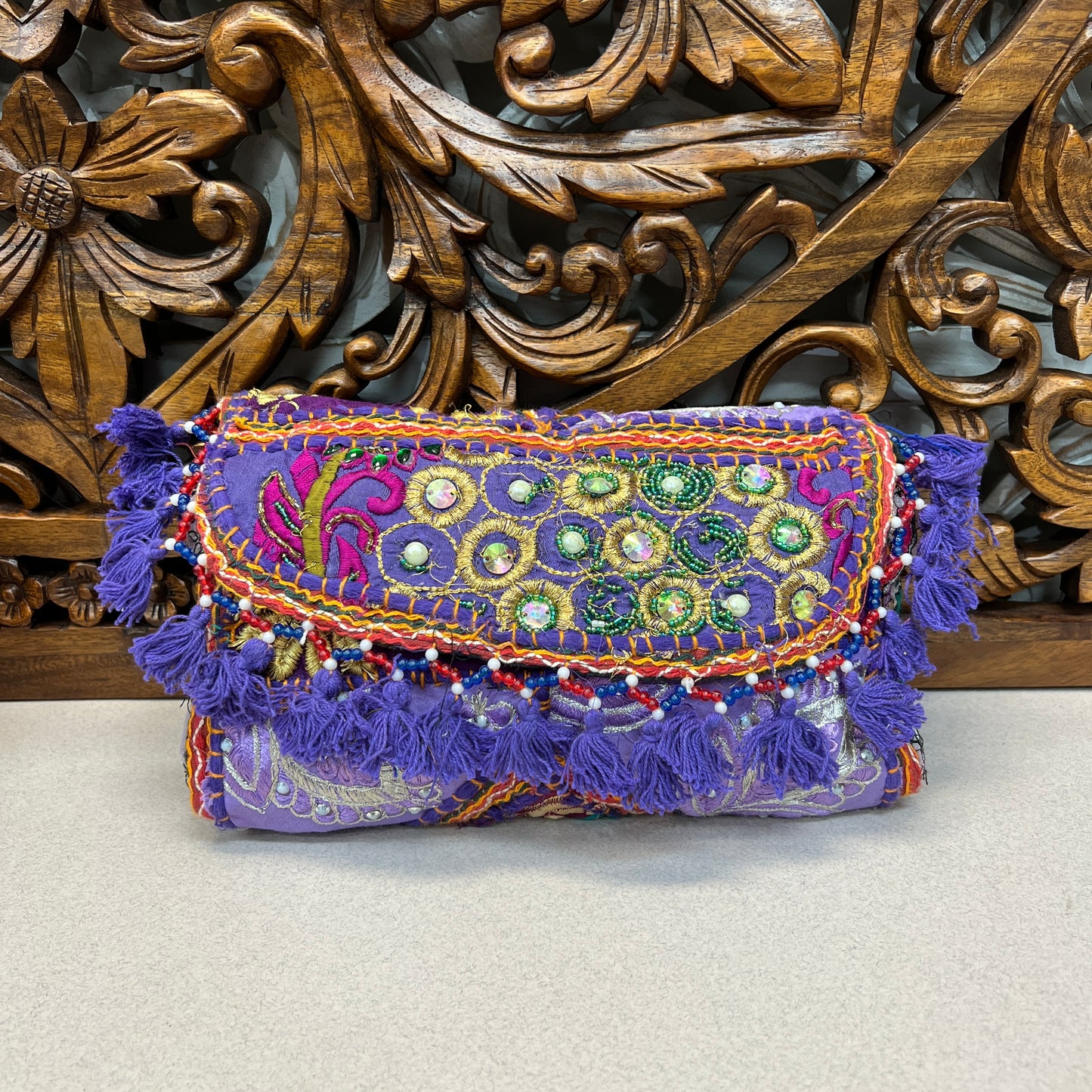 Recycled Hand Embroidered Rajasthani Crossbody | Tassel