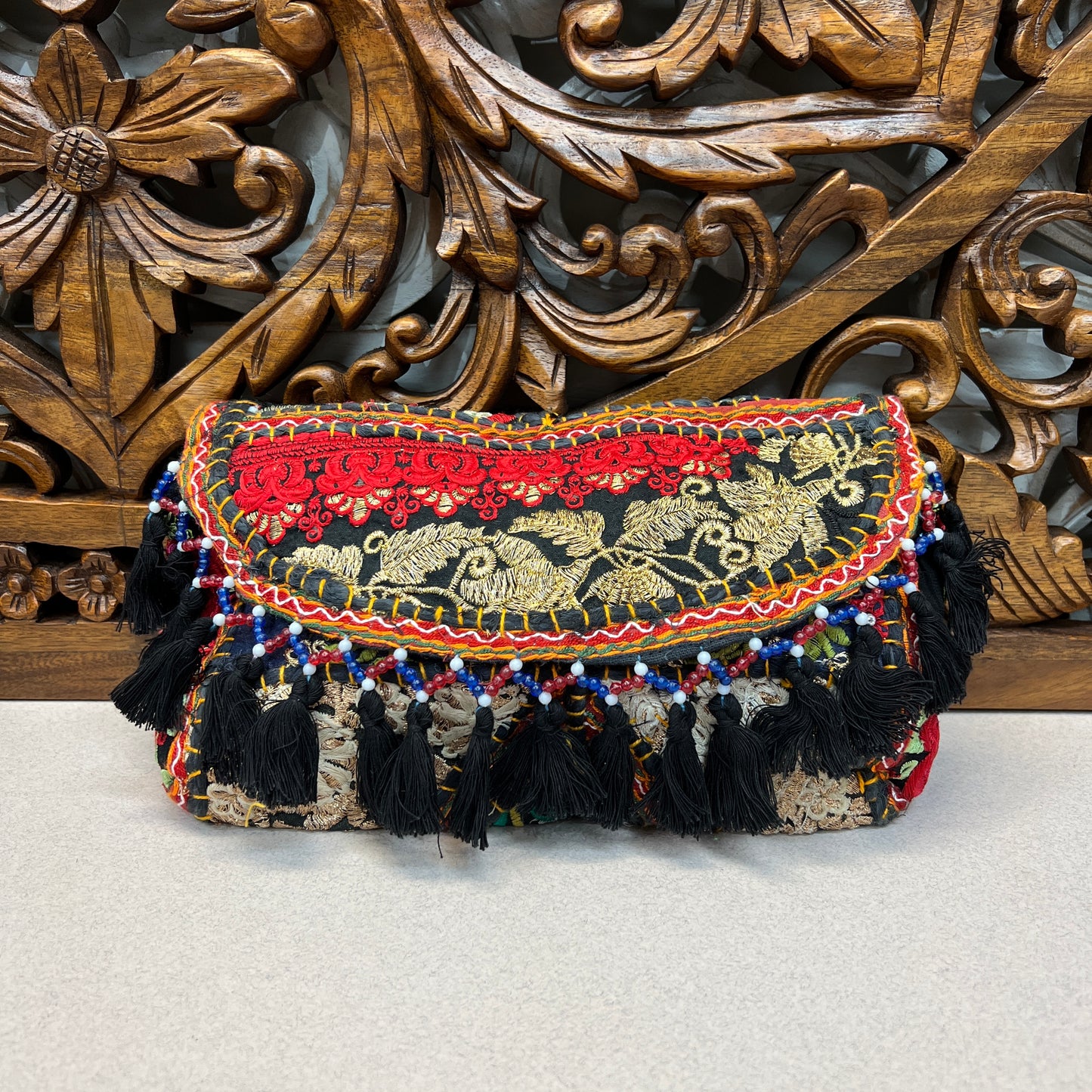 Recycled Hand Embroidered Rajasthani Crossbody | Tassel