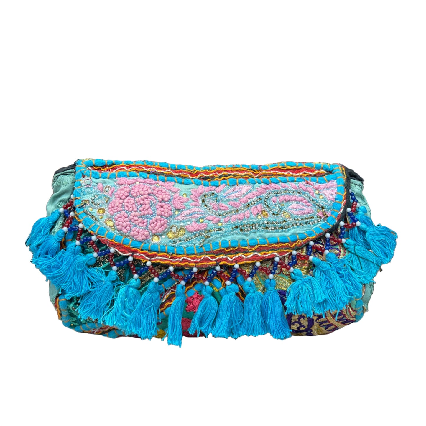 Recycled Hand Embroidered Rajasthani Crossbody | Tassel