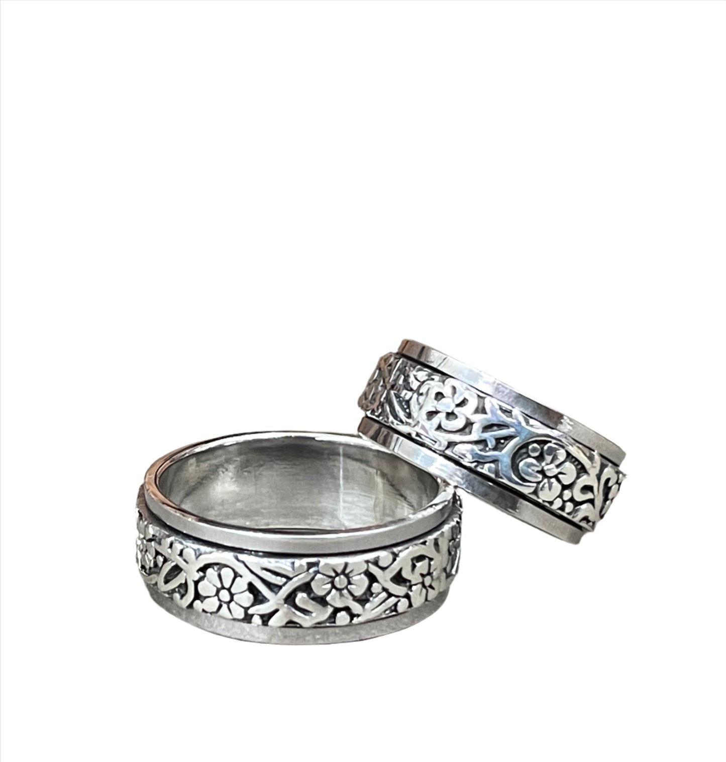 Sterling Flower & Vine Spinner Rings