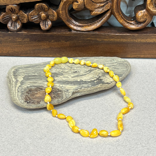 Hand Knotted Amber Baby Teething Necklaces Butterscotch | Oval