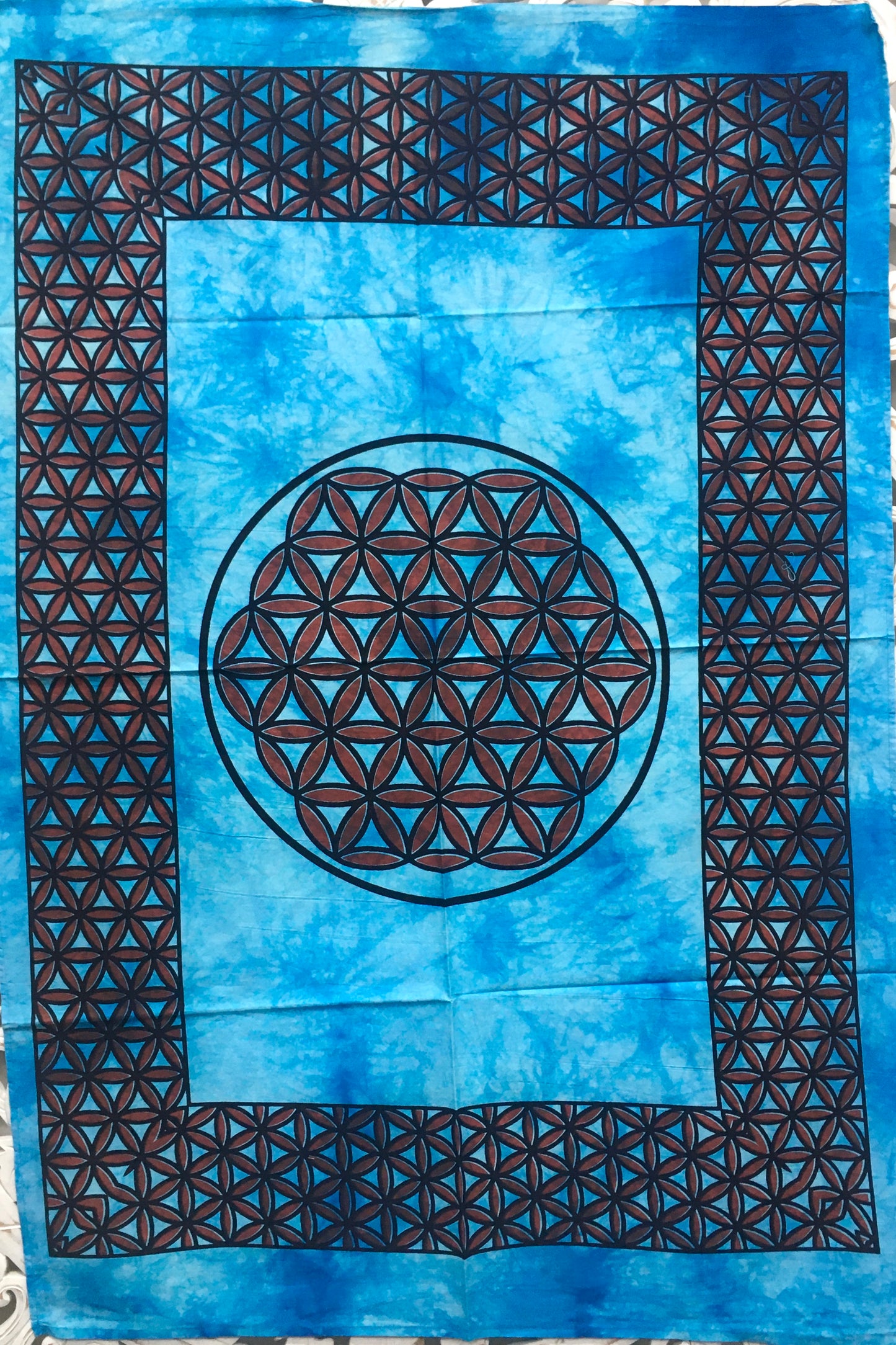 Hand printed fabric poster Flower of Life Tapestries Wall Hanging - 7 colors