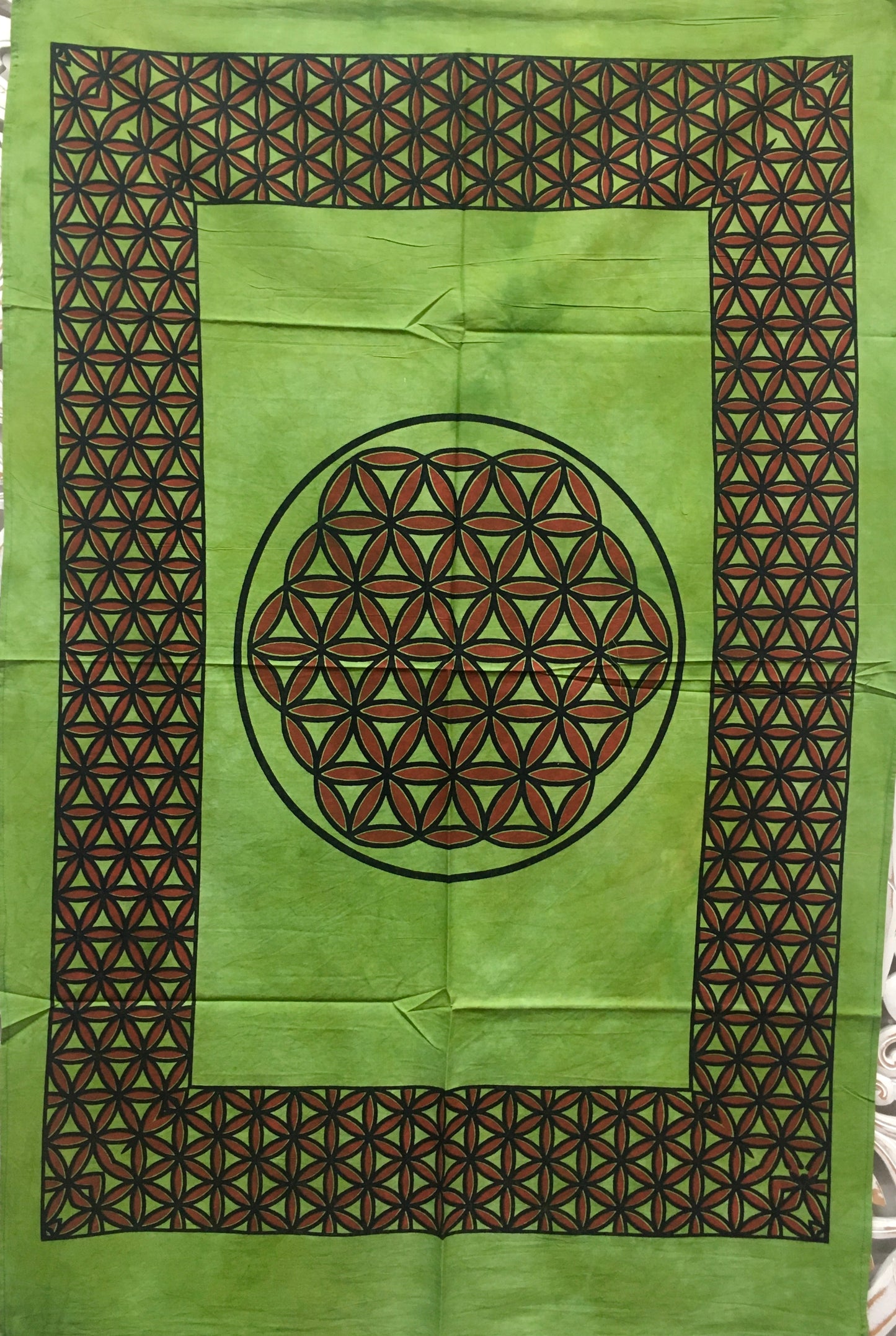 Hand printed fabric poster Flower of Life Tapestries Wall Hanging - 7 colors