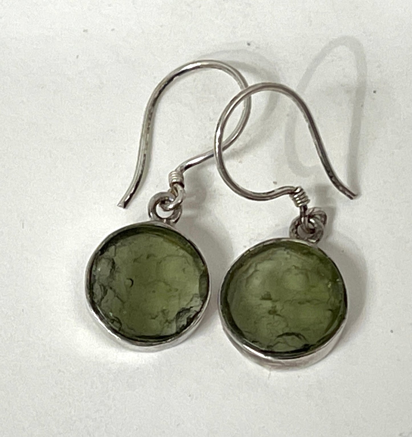 Sterling Silver Moldavite Freeform Earrings