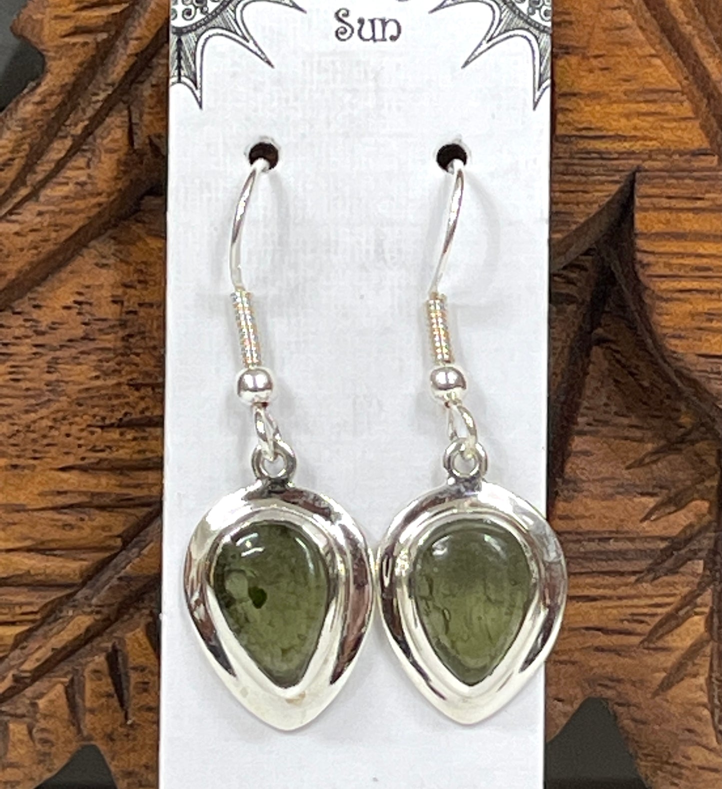 Sterling Silver Moldavite Teardrop Earrings