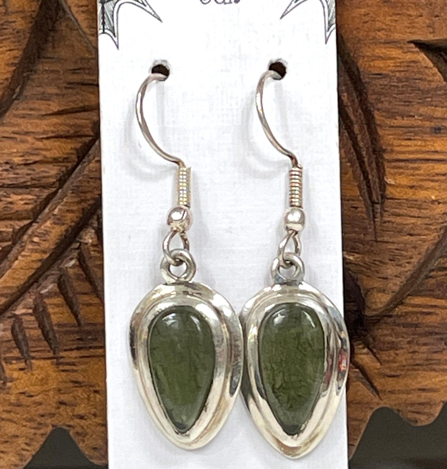 Sterling Silver Moldavite Teardrop Earrings