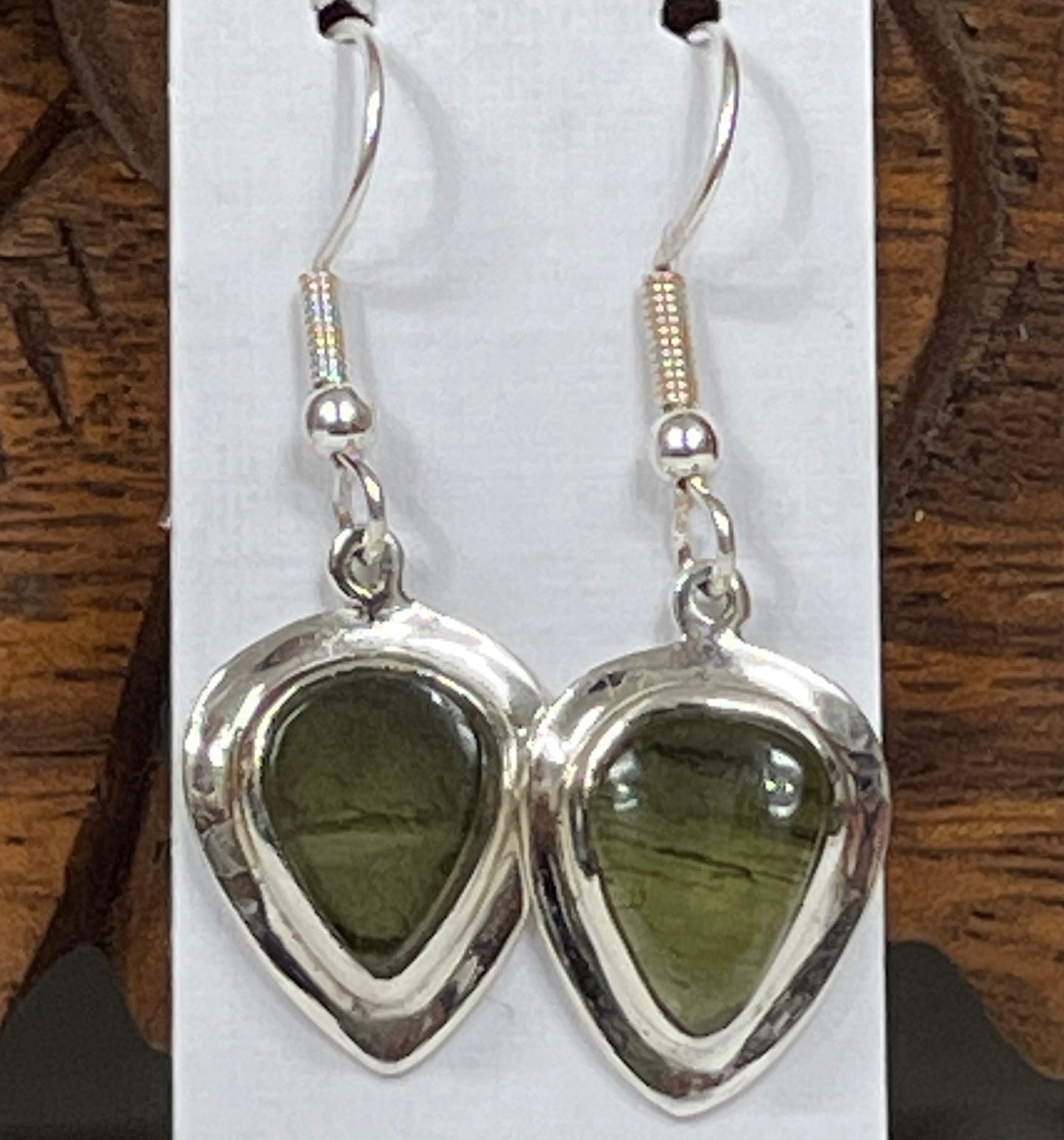 Sterling Silver Moldavite Teardrop Earrings