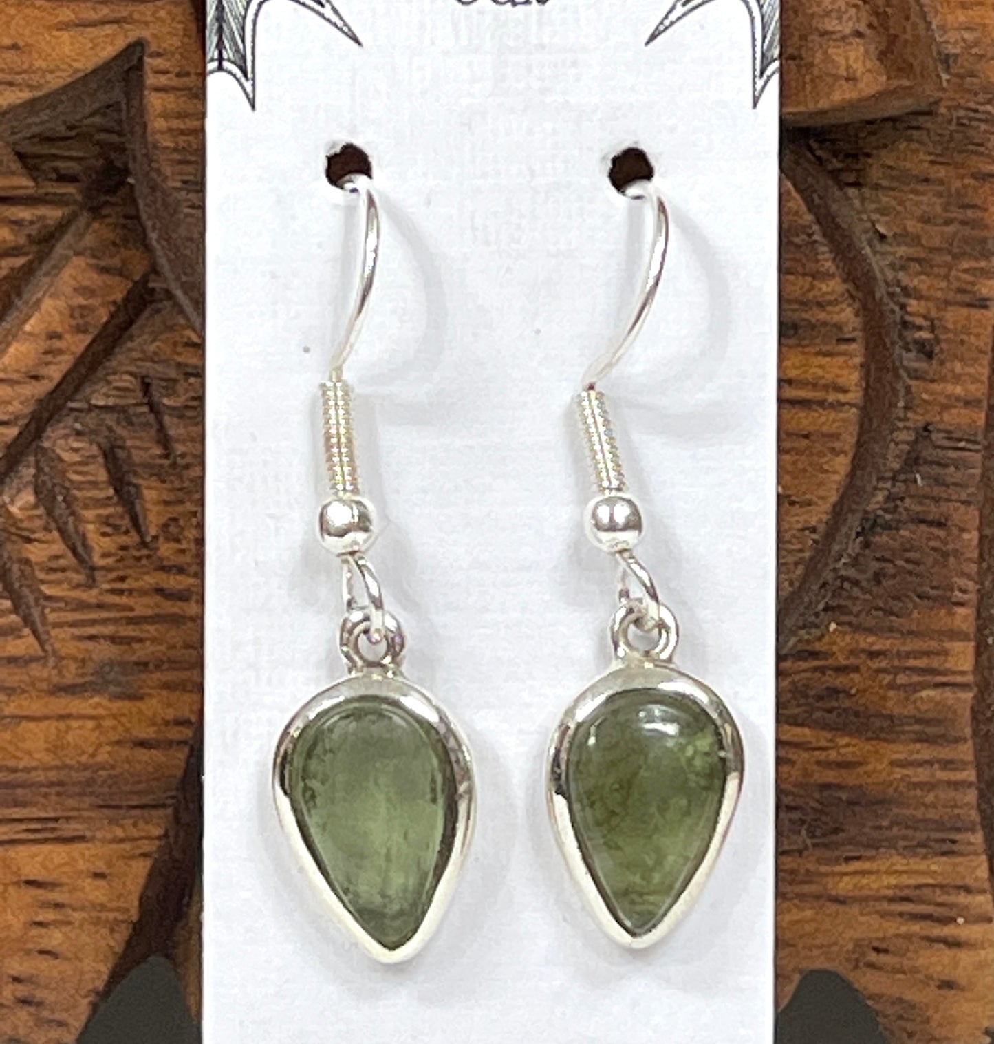 Sterling Silver Moldavite Teardrop Earrings