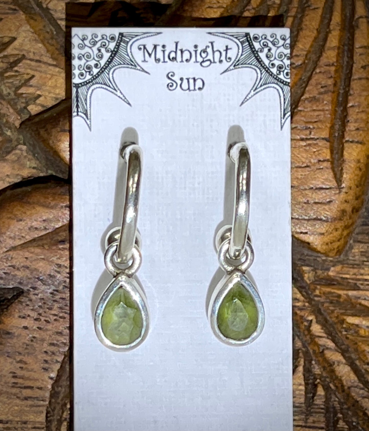 Sterling Silver Moldavite Faceted Hoop Earrings