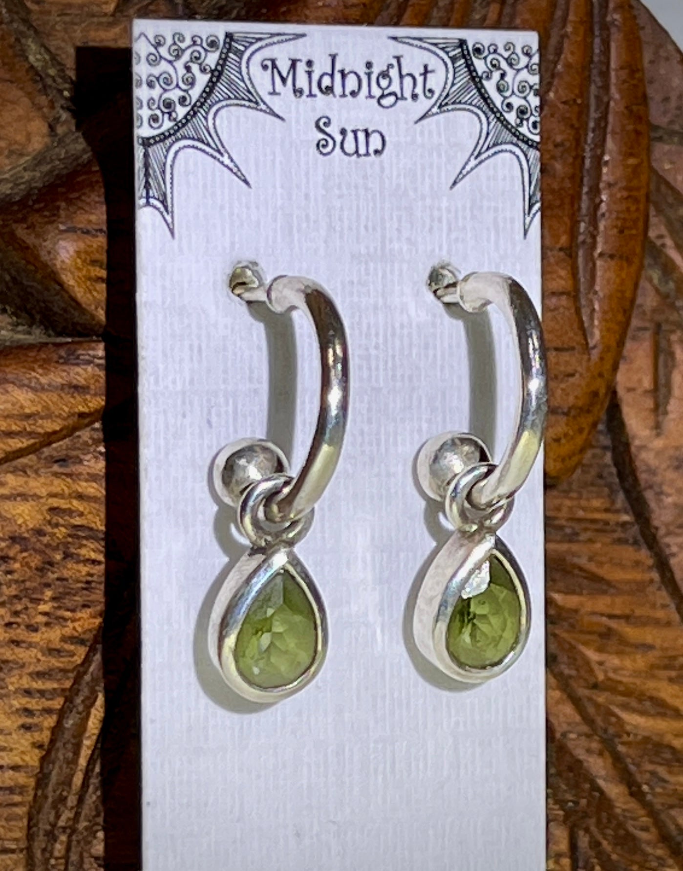 Sterling Silver Moldavite Faceted Hoop Earrings