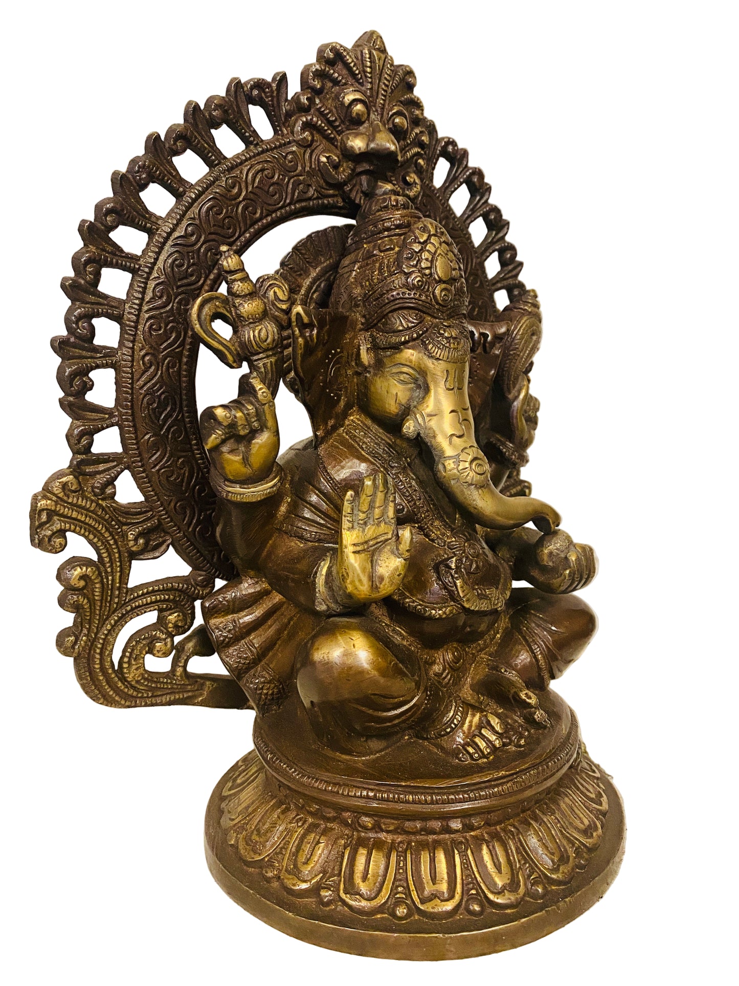 Hand Finished Brass Ganesh Statues - Remover of Obstacles 26cm x 21cm