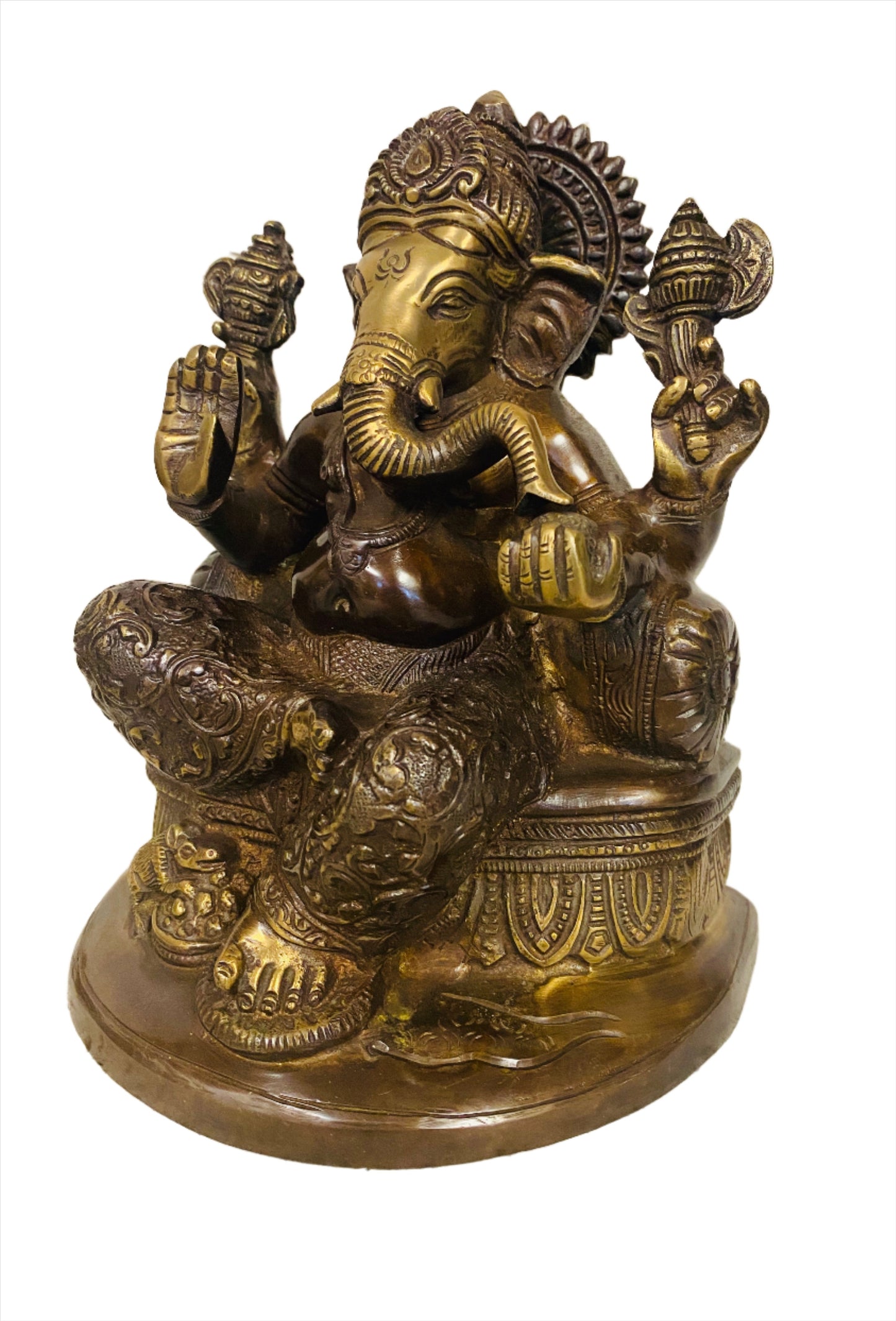 Hand Finished Brass Ganesh Statues - Remover of Obstacles 20cm x 15cm