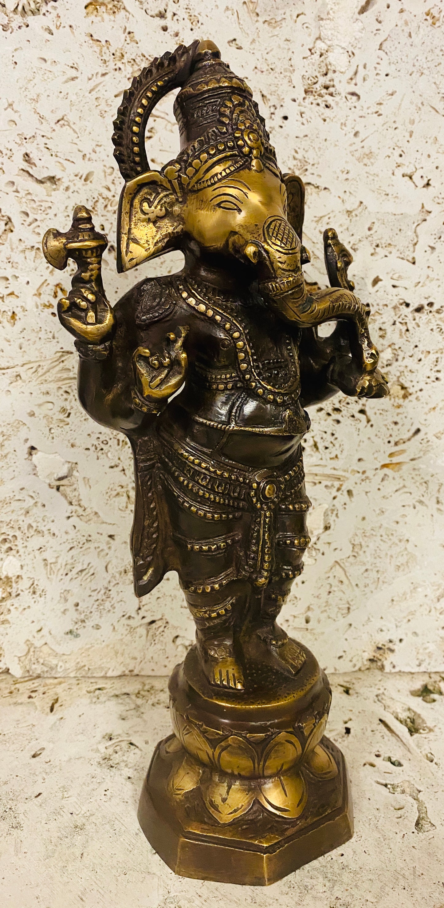 Hand Finished Brass Ganesh Statues - Remover of Obstacles 36cm x 16cm