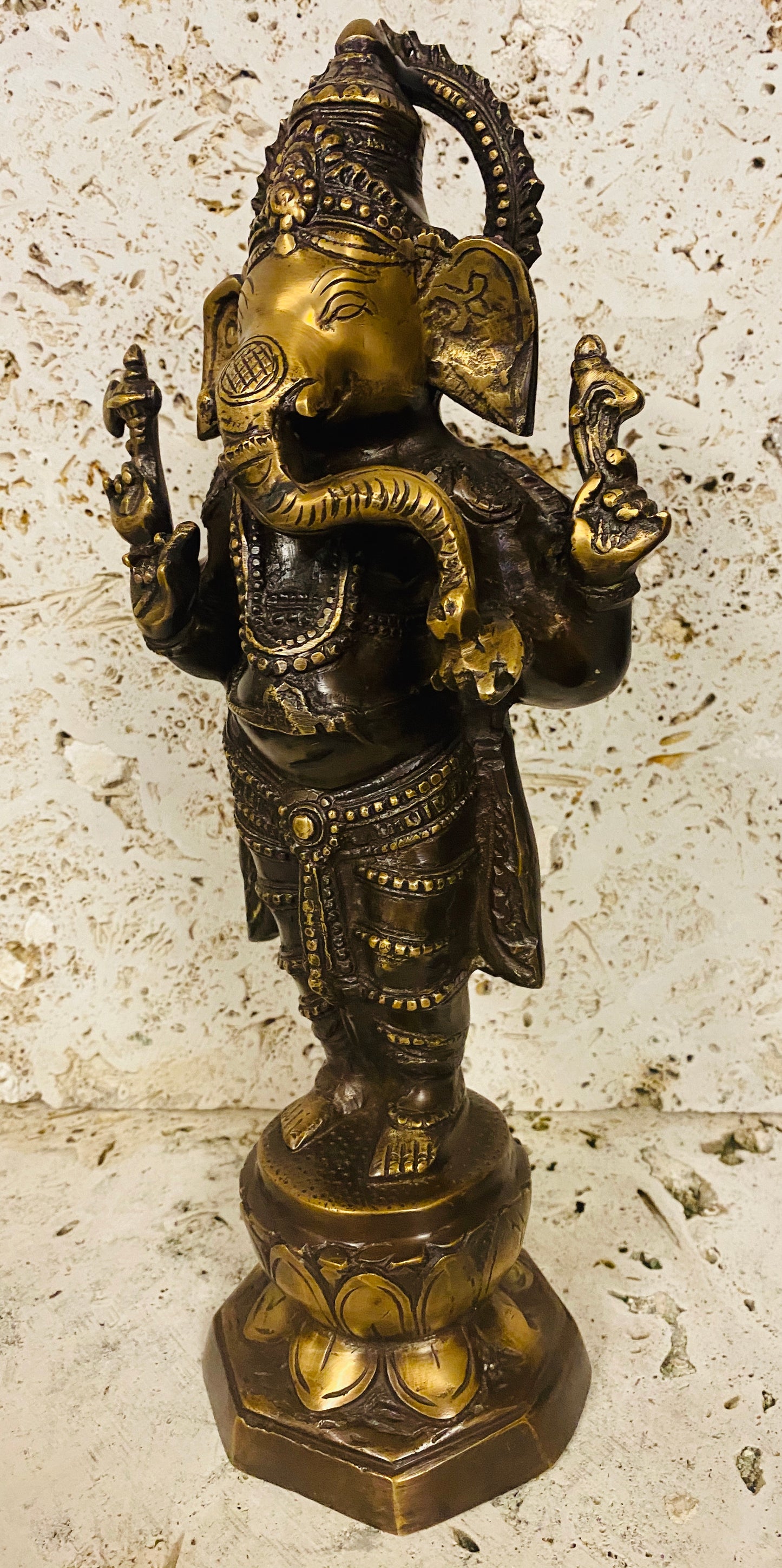 Hand Finished Brass Ganesh Statues - Remover of Obstacles 36cm x 16cm