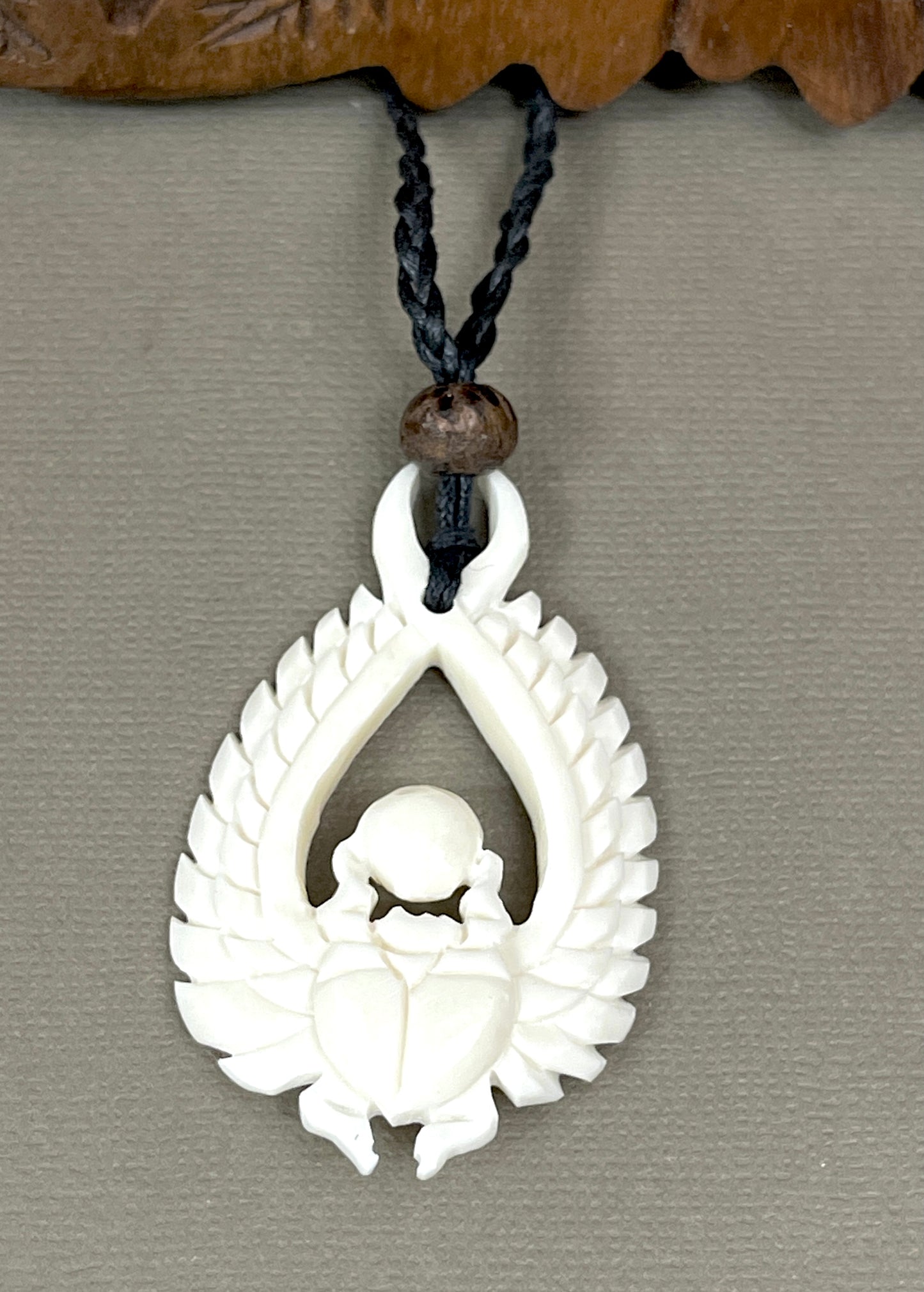 Carved Bone Scarab Necklaces