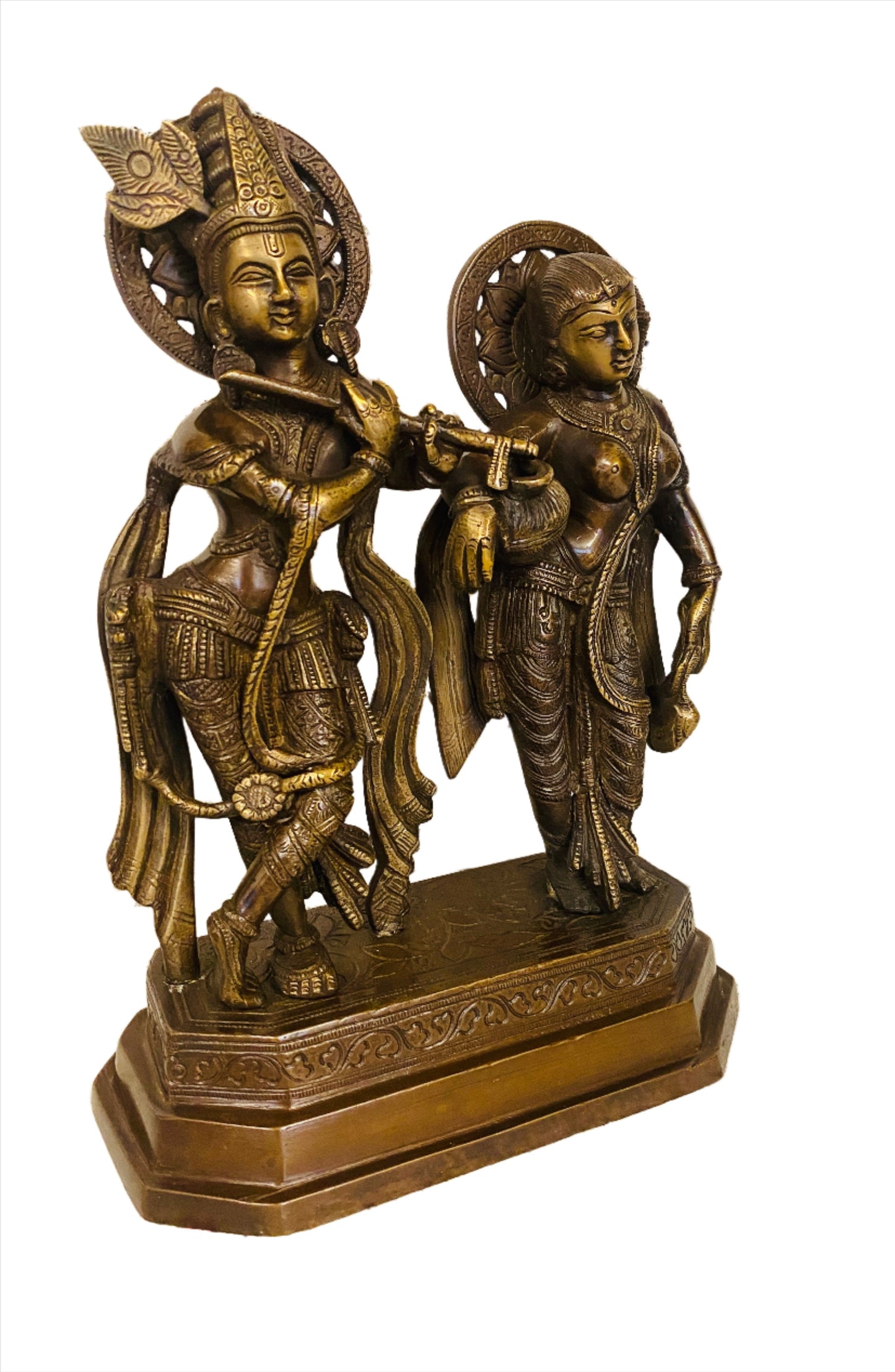 Hand Finished Brass Krishna and Radha Statue --30cm x 23cm