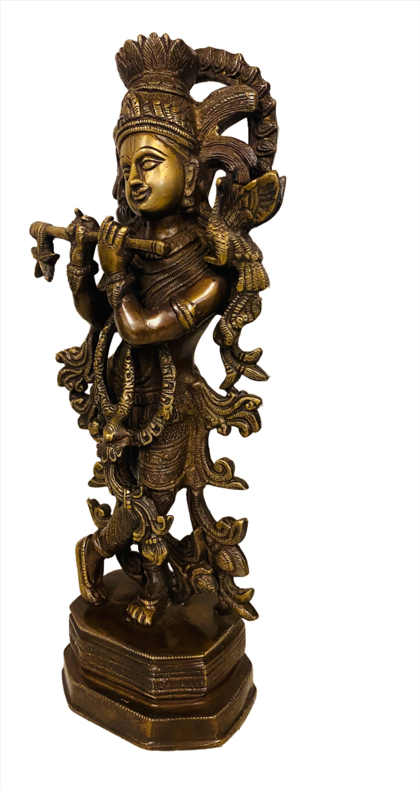 Hand Finished Brass Krishna Statue --34cm x 15cm