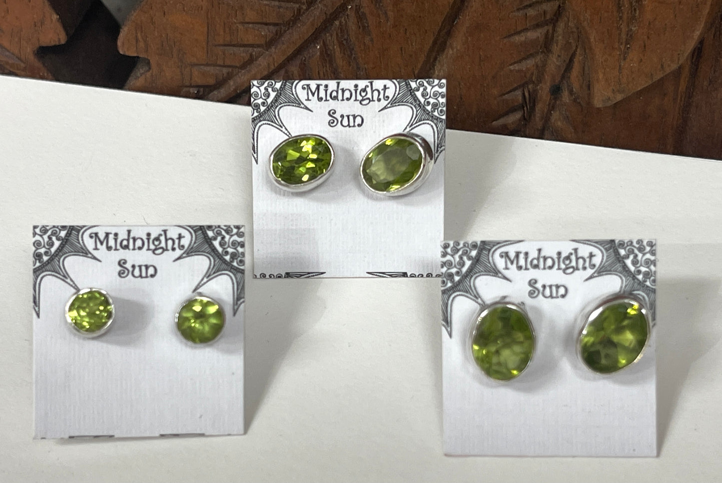 Peridot Sterling Silver Faceted Stud Earrings - 3 sizes Available