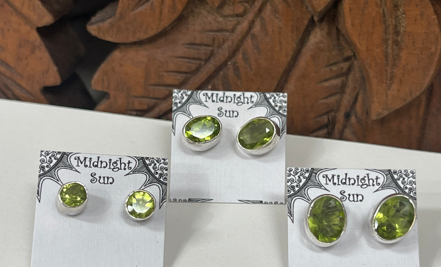 Peridot Sterling Silver Faceted Stud Earrings - 3 sizes Available