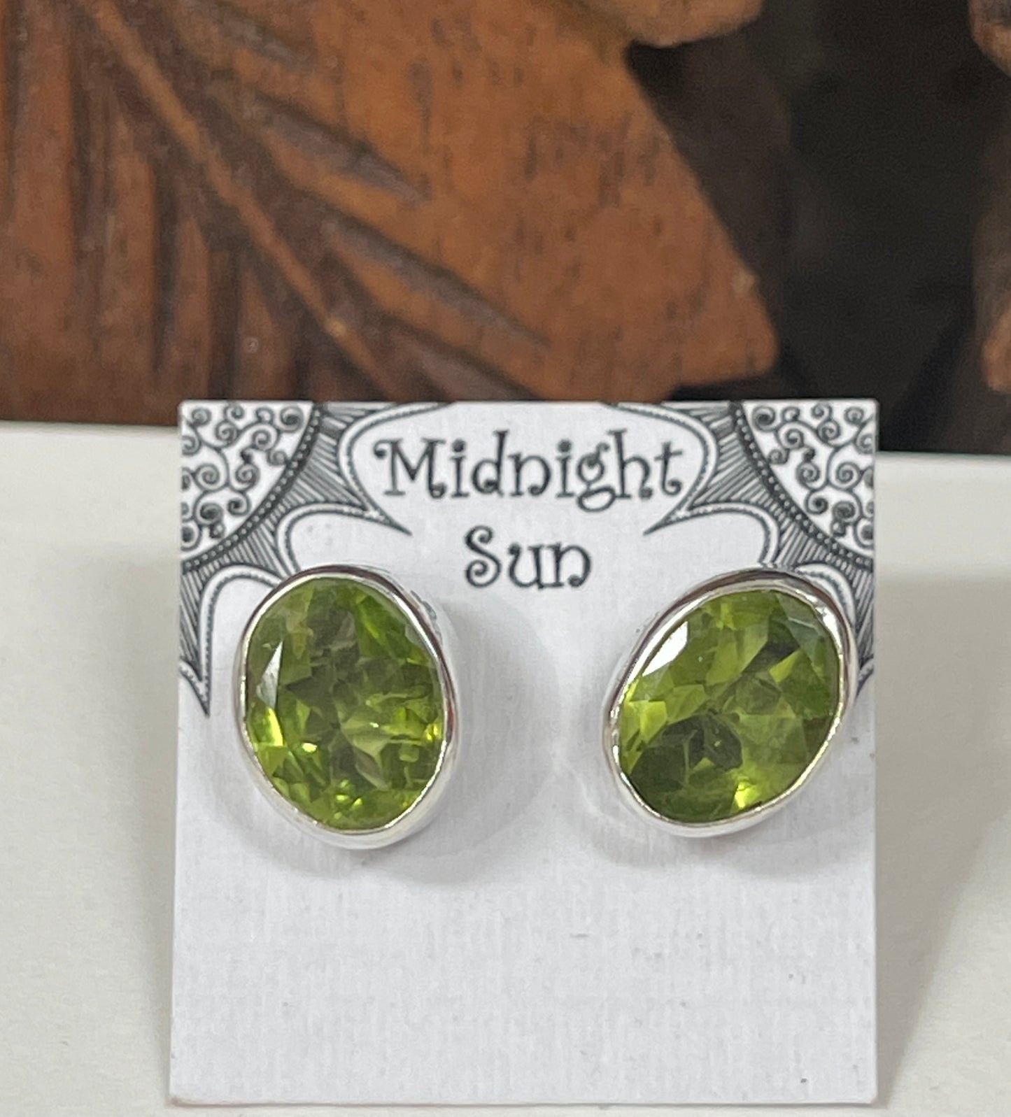 Peridot Sterling Silver Faceted Stud Earrings - 3 sizes Available