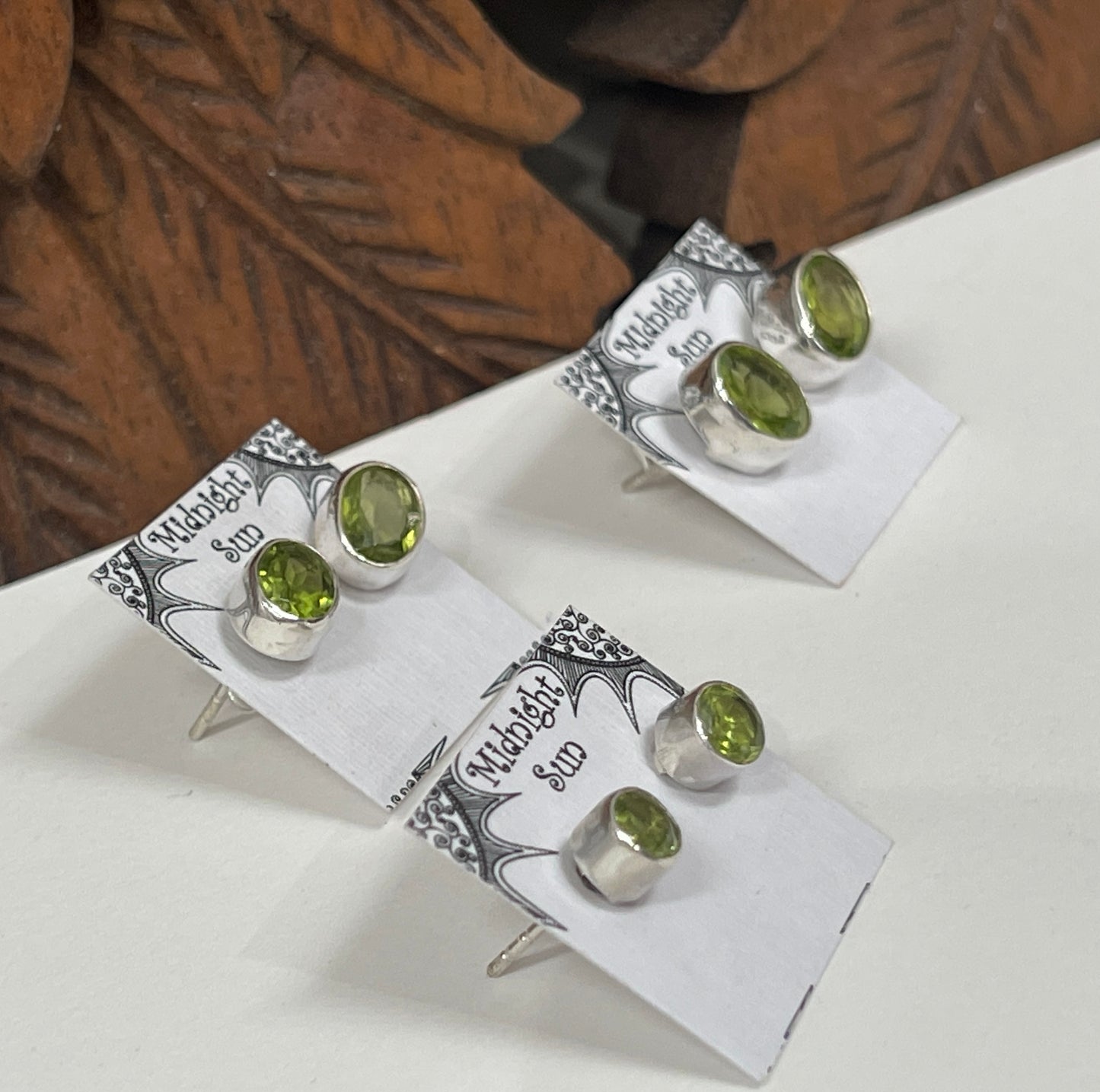 Peridot Sterling Silver Faceted Stud Earrings - 3 sizes Available