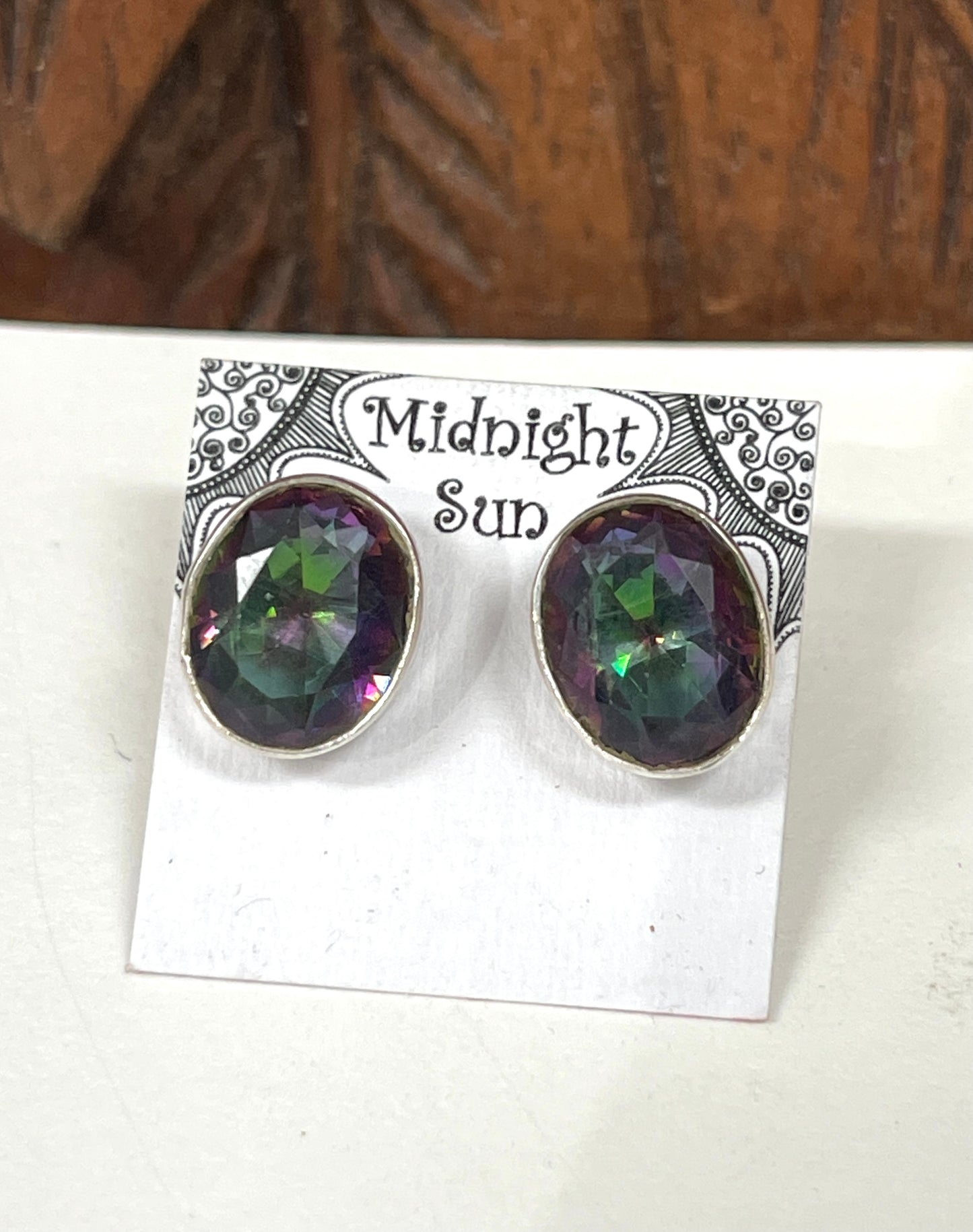 Mystic Topaz Sterling Silver Oval Faceted Stud Earrings- 2 Sizes Available
