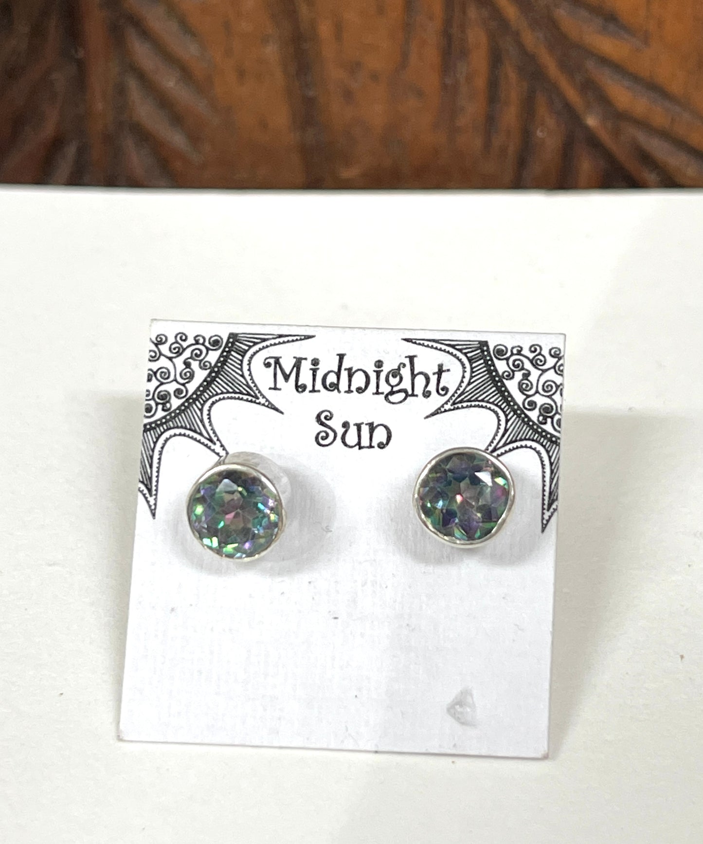 Mystic Topaz Round Faceted Stud Sterling Silver Earrings- 4 Sizes Available
