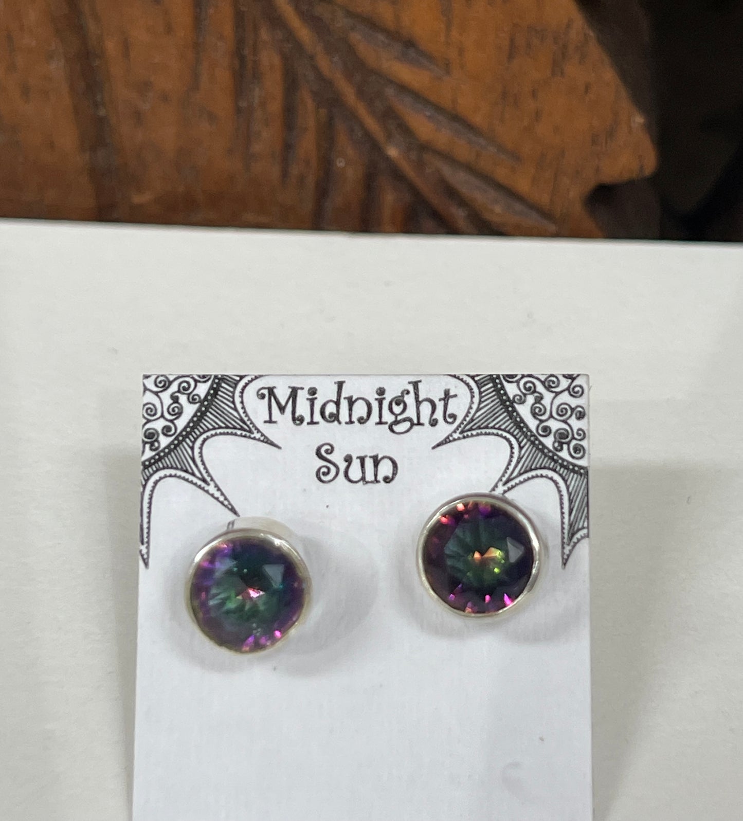 Mystic Topaz Round Faceted Stud Sterling Silver Earrings- 4 Sizes Available