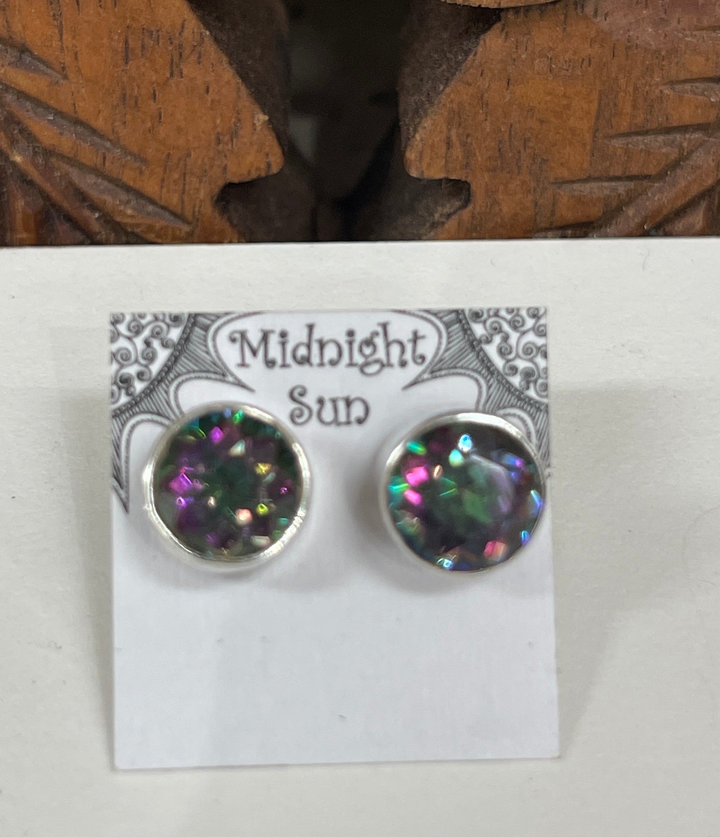 Mystic Topaz Round Faceted Stud Sterling Silver Earrings- 4 Sizes Available