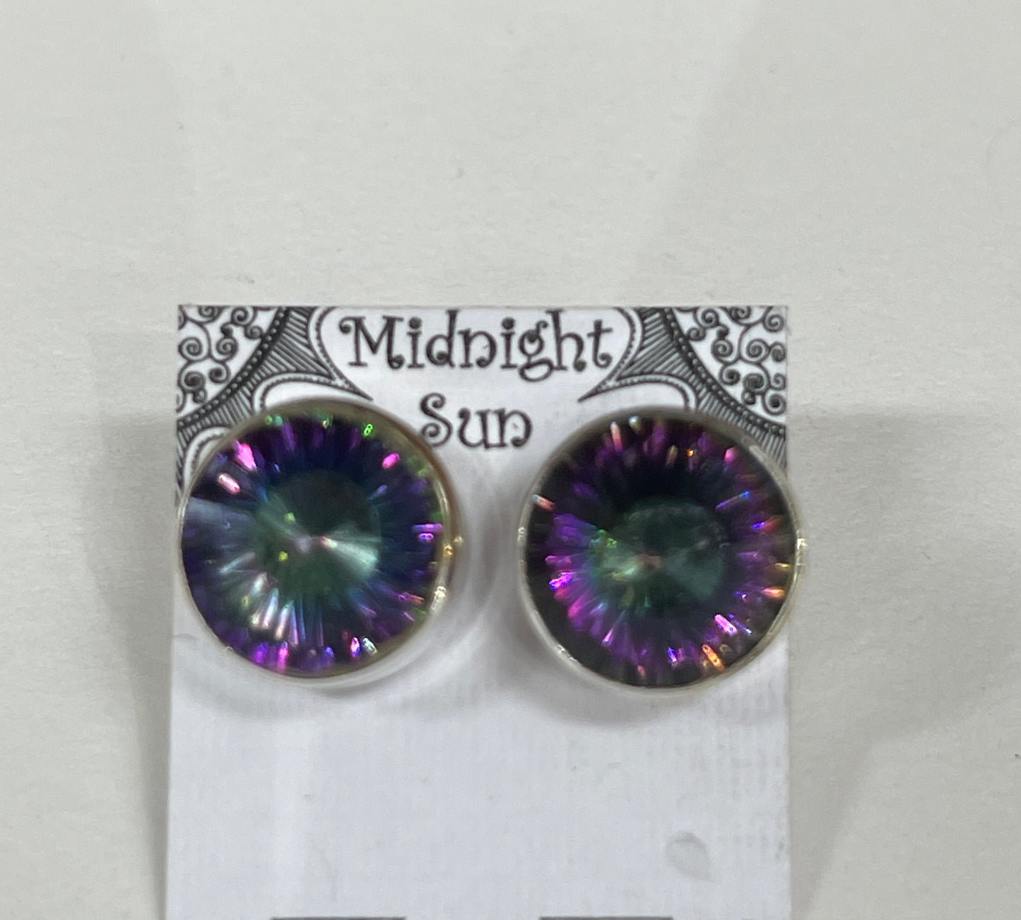Mystic Topaz Round Faceted Stud Sterling Silver Earrings- 4 Sizes Available