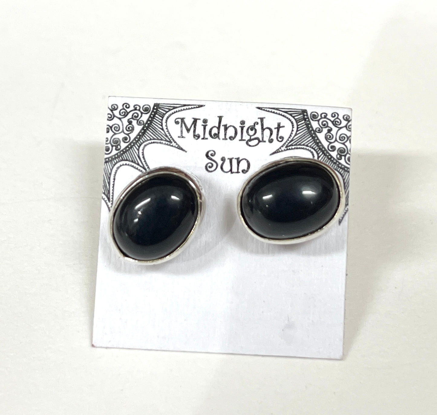 Black Onyx Sterling Silver Stud Earrings - 2 sizes Available