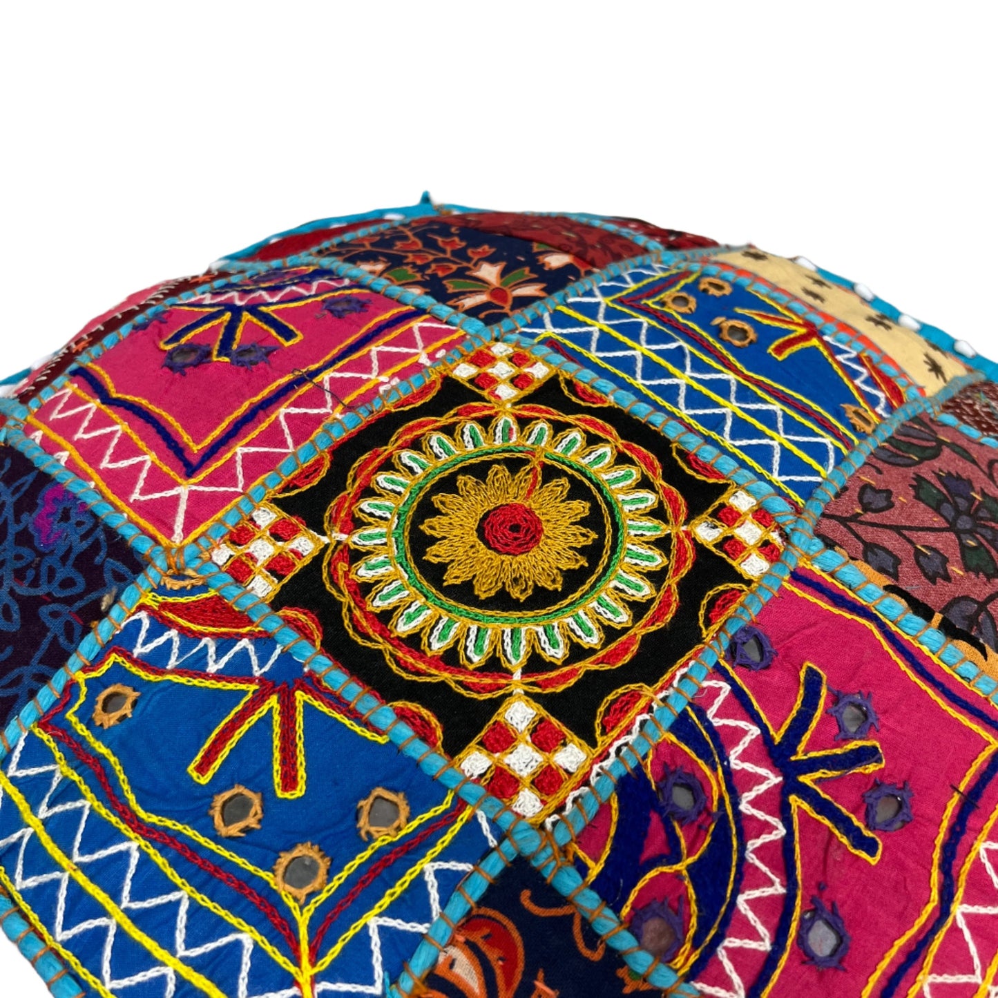 Large Rajasthani Patchwork Fabric Ottoman | 5 Colors