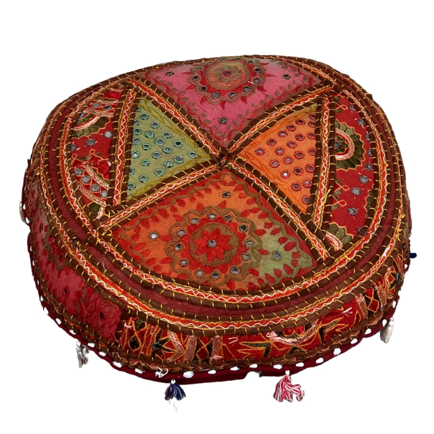 Embroidered Rajasthani Floor Pillow | Earth Tones