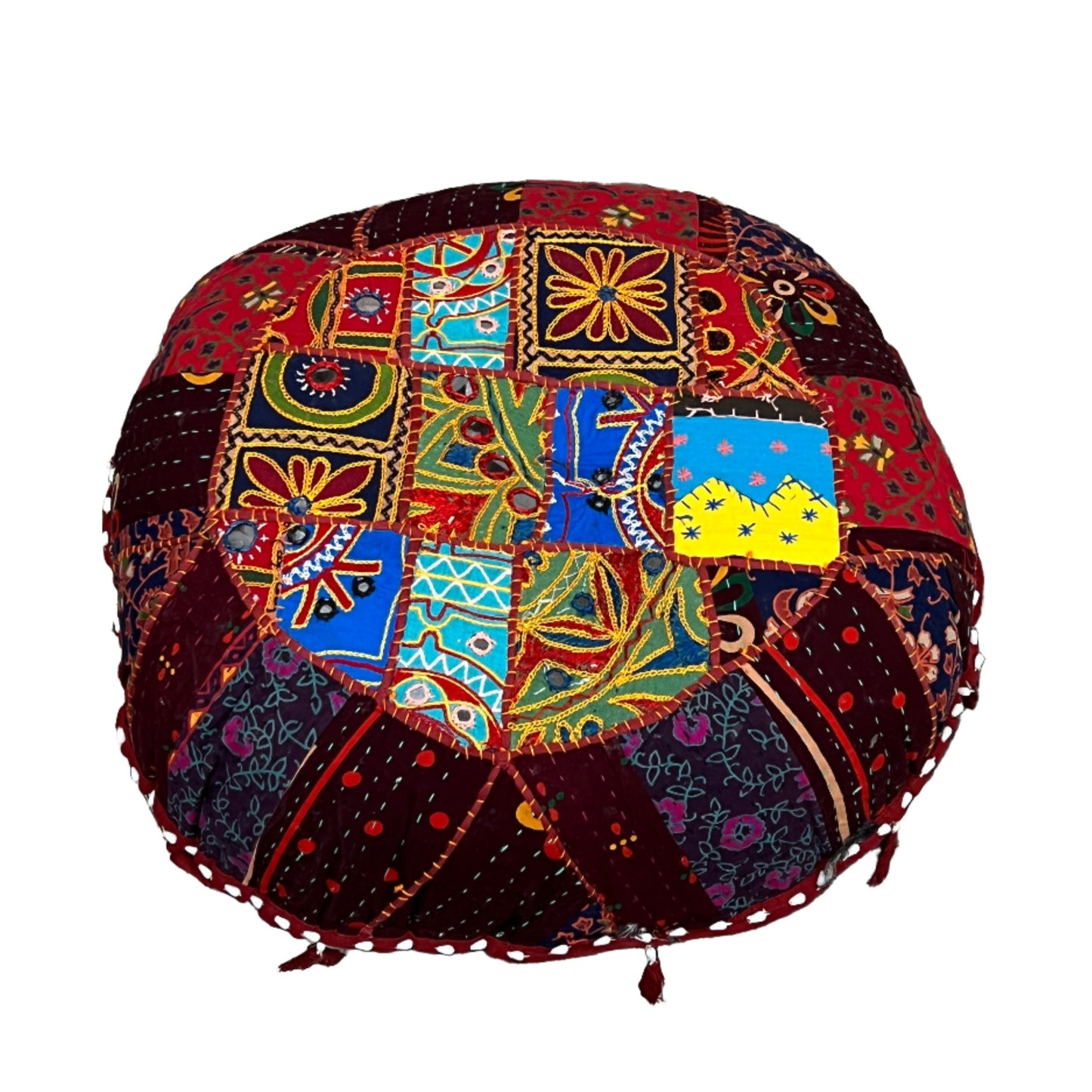 Embroidered Rajasthani Floor Pillow | Earth Tones