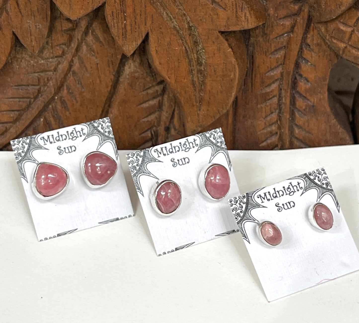 Rhodochrosite Sterling Silver Stud Earrings