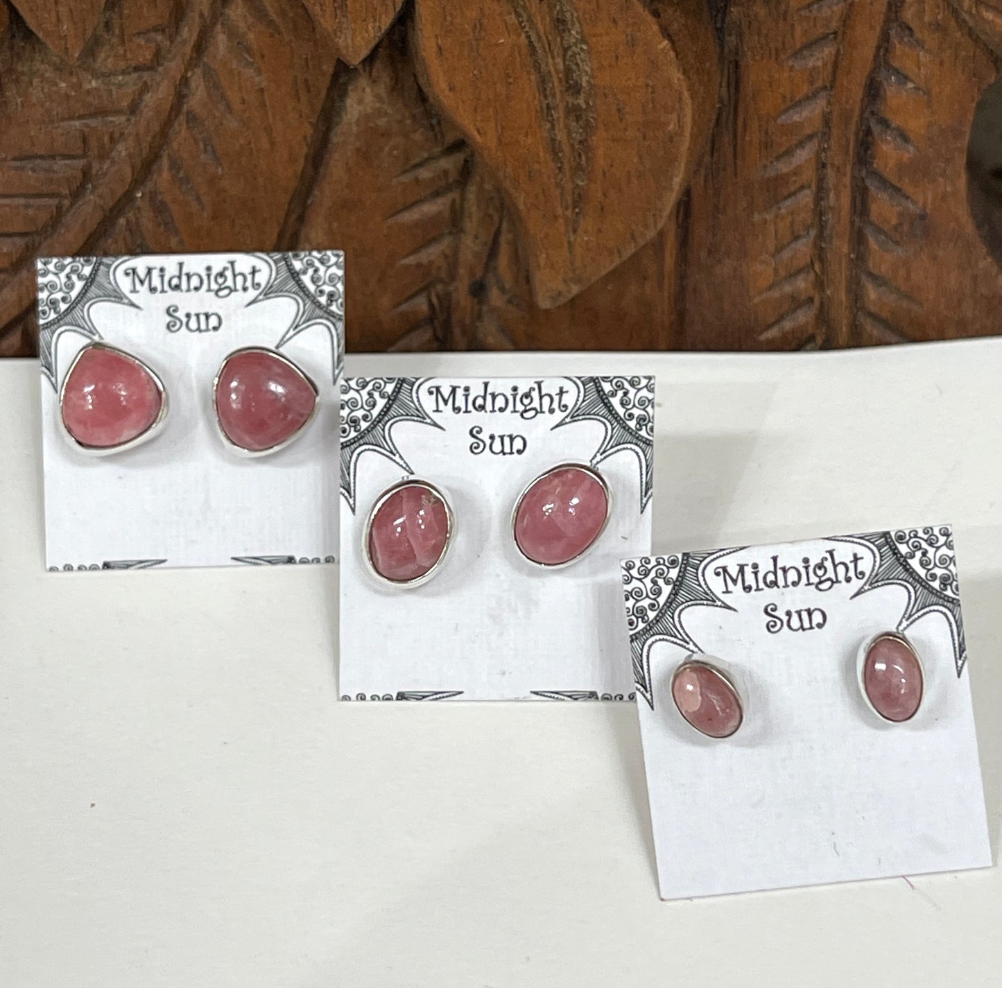 Rhodochrosite Sterling Silver Stud Earrings