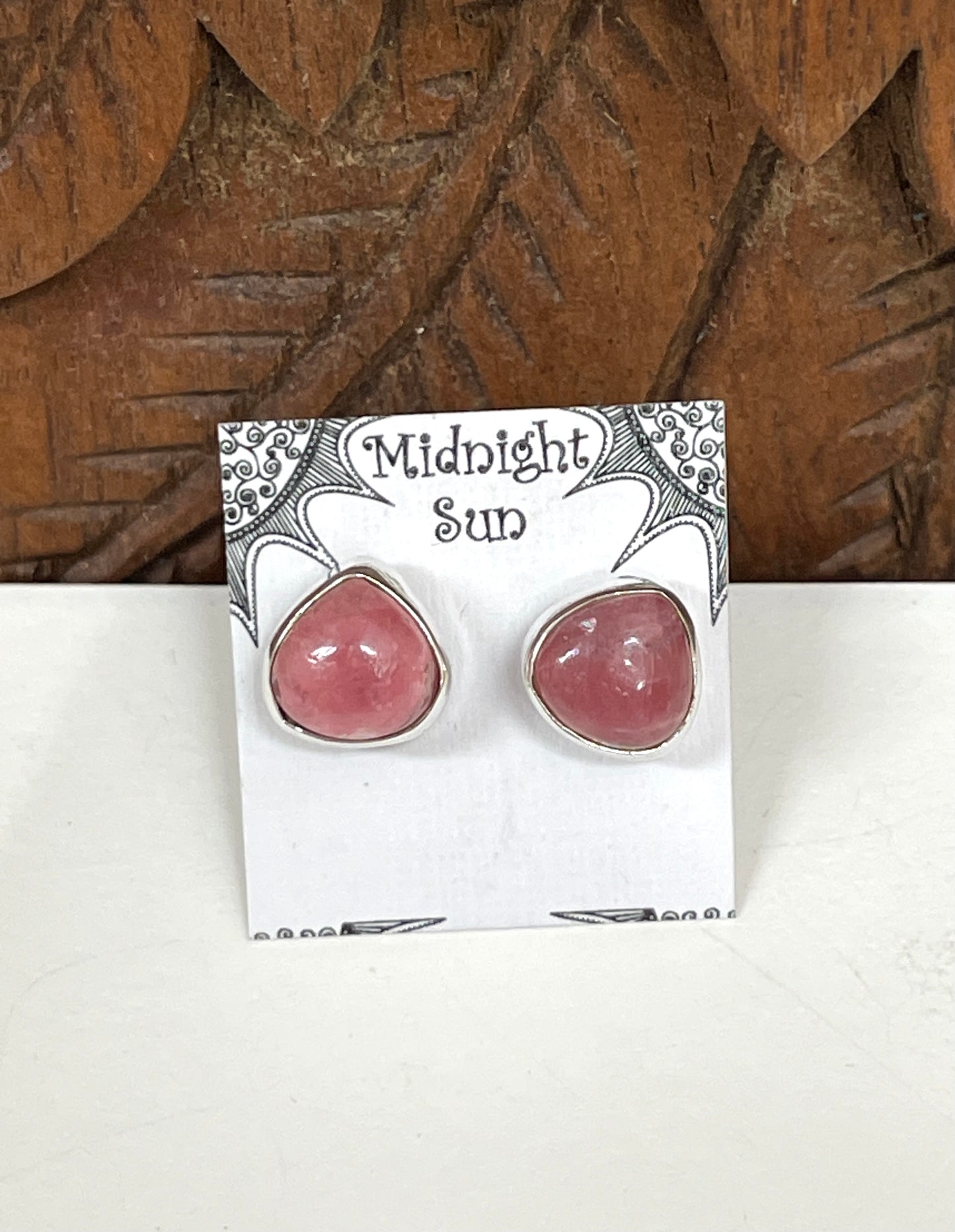 Rhodochrosite Sterling Silver Stud Earrings