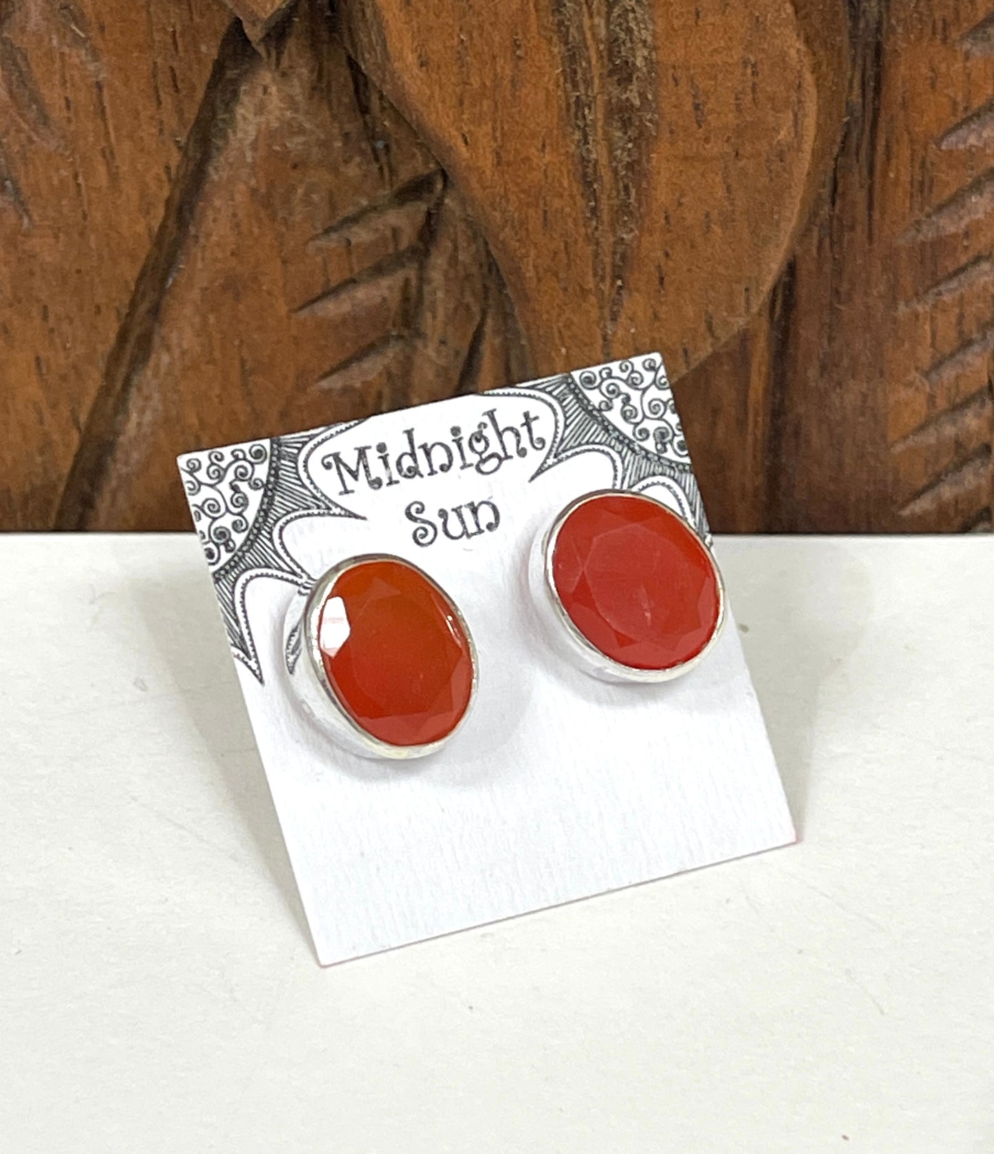Carnelian Sterling Silver Stud Earrings