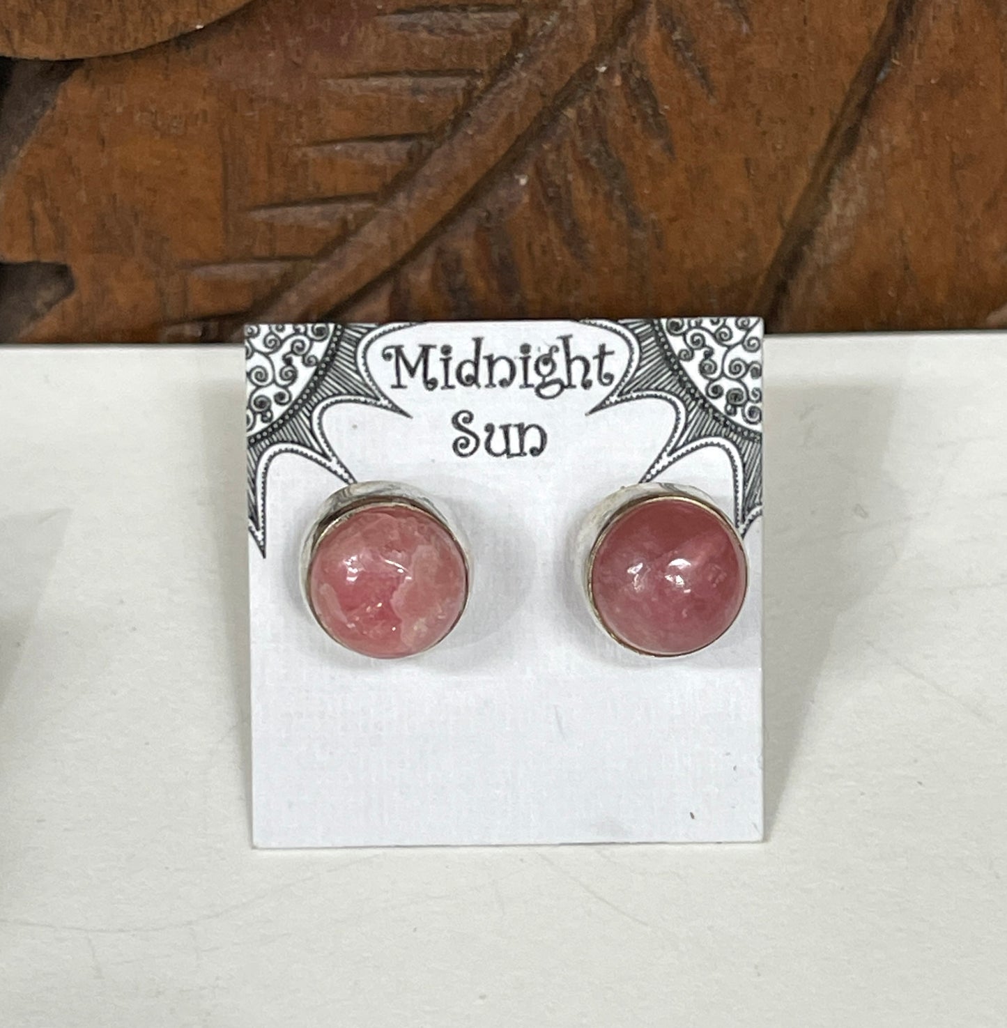 Rhodochrosite Sterling Silver Stud Earrings