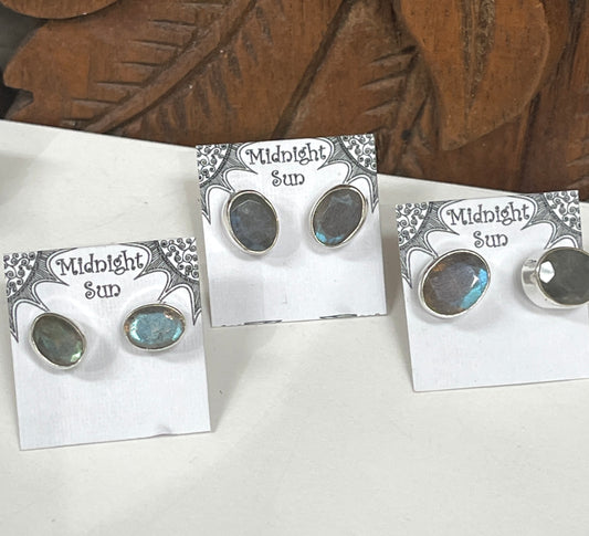 Labradorite Sterling Silver Stud Earrings
