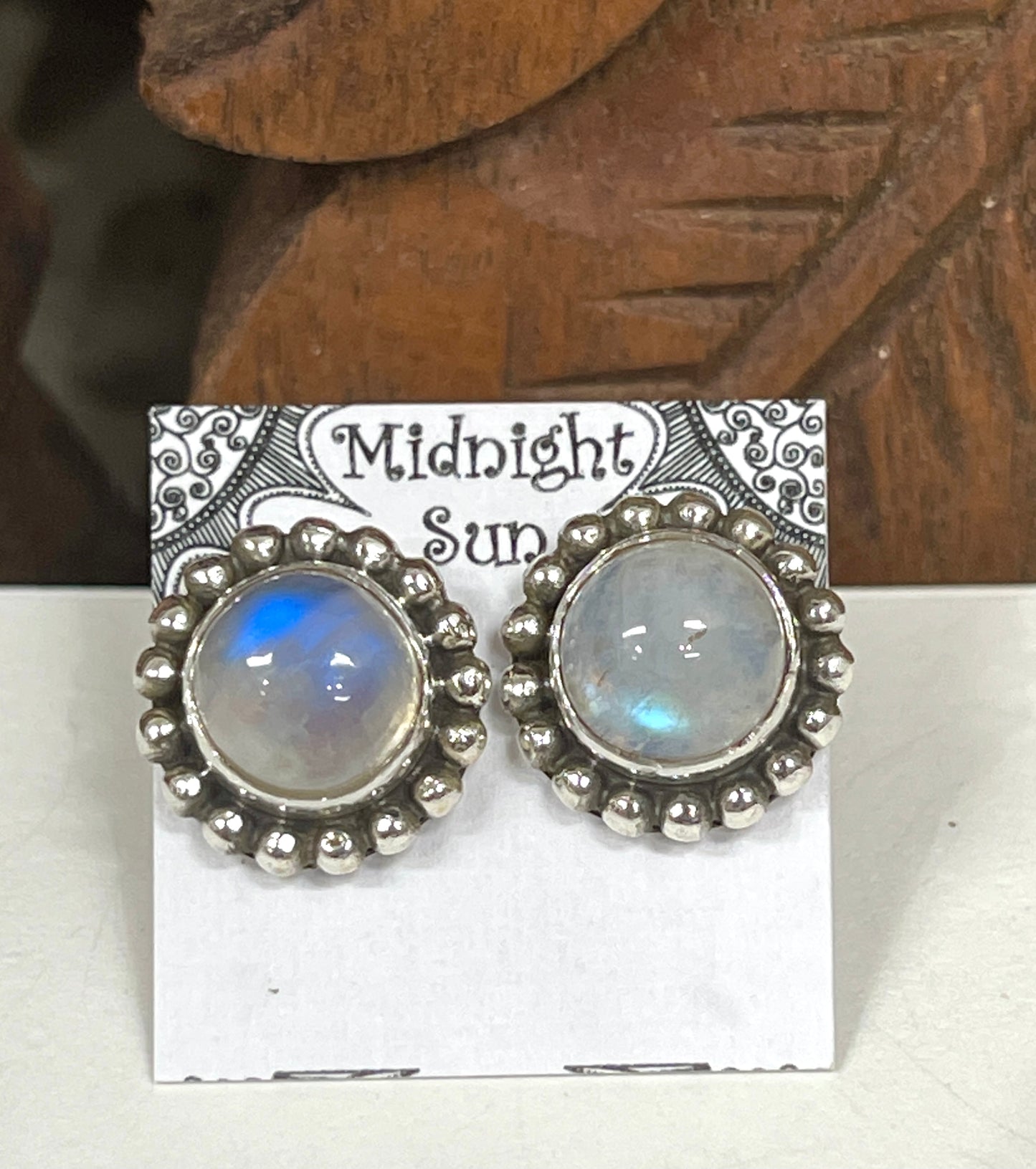 Moonstone Sterling Silver Stud Earrings - 5 Sizes Available