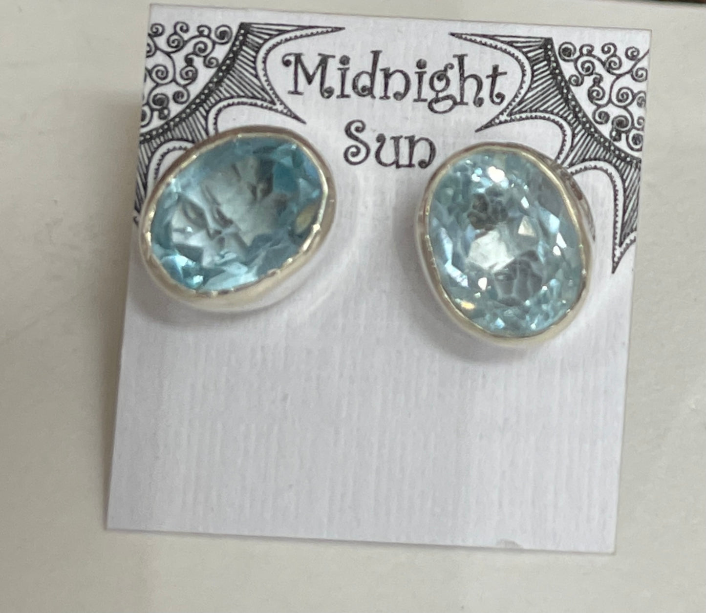 Blue Topaz Sterling Silver Stud Earrings - 6 Sizes Available