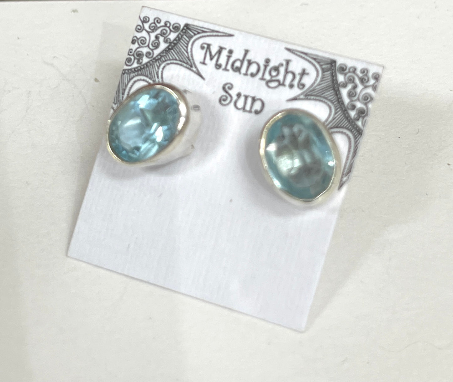 Blue Topaz Sterling Silver Stud Earrings - 6 Sizes Available