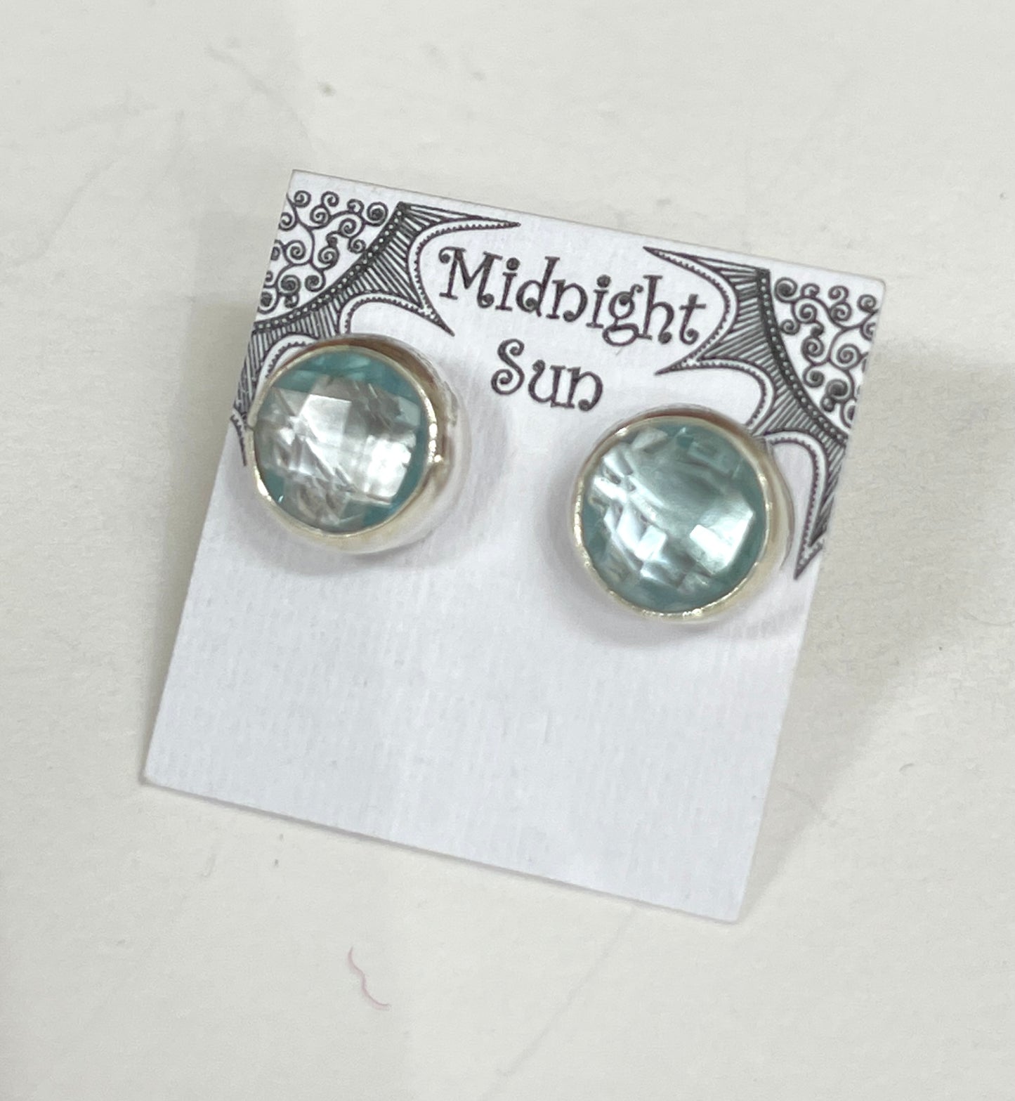 Blue Topaz Sterling Silver Stud Earrings - 6 Sizes Available