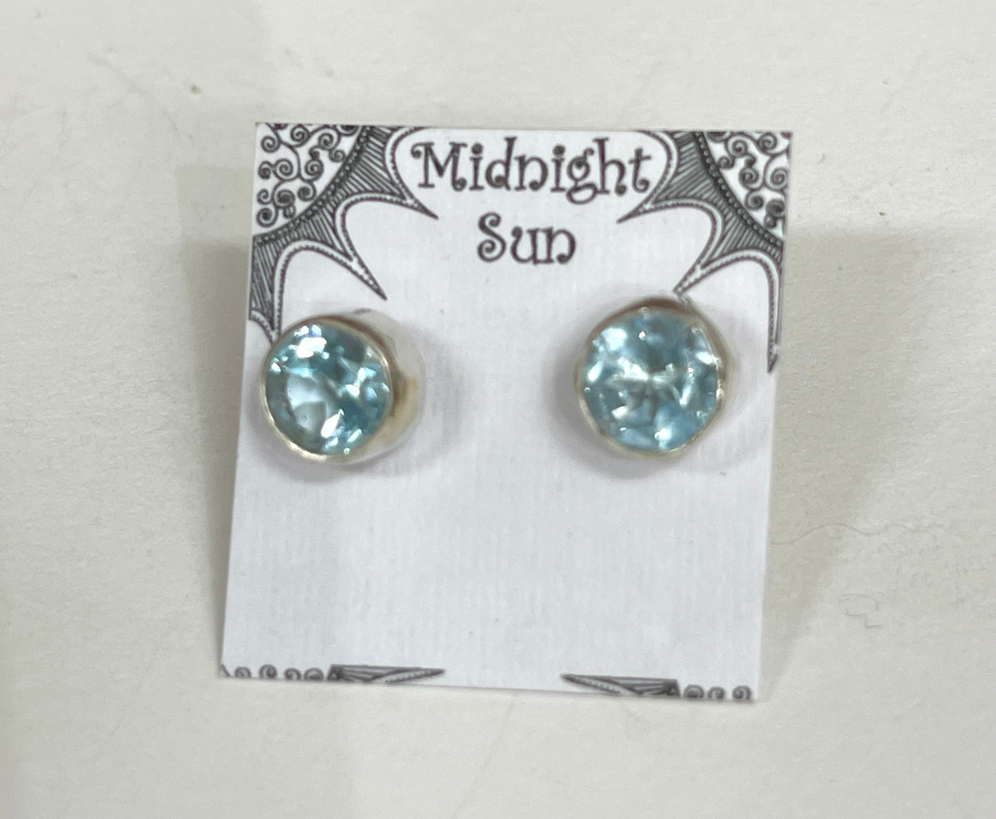Blue Topaz Sterling Silver Stud Earrings - 6 Sizes Available