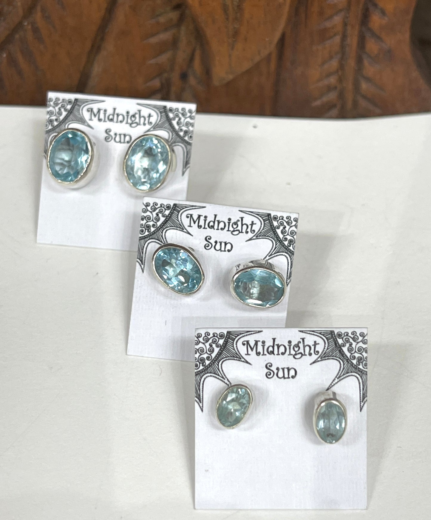 Blue Topaz Sterling Silver Stud Earrings - 6 Sizes Available