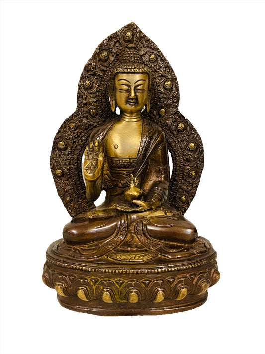 Hand Finished Brass Medicine Buddha Statue - 24cm x 16cm