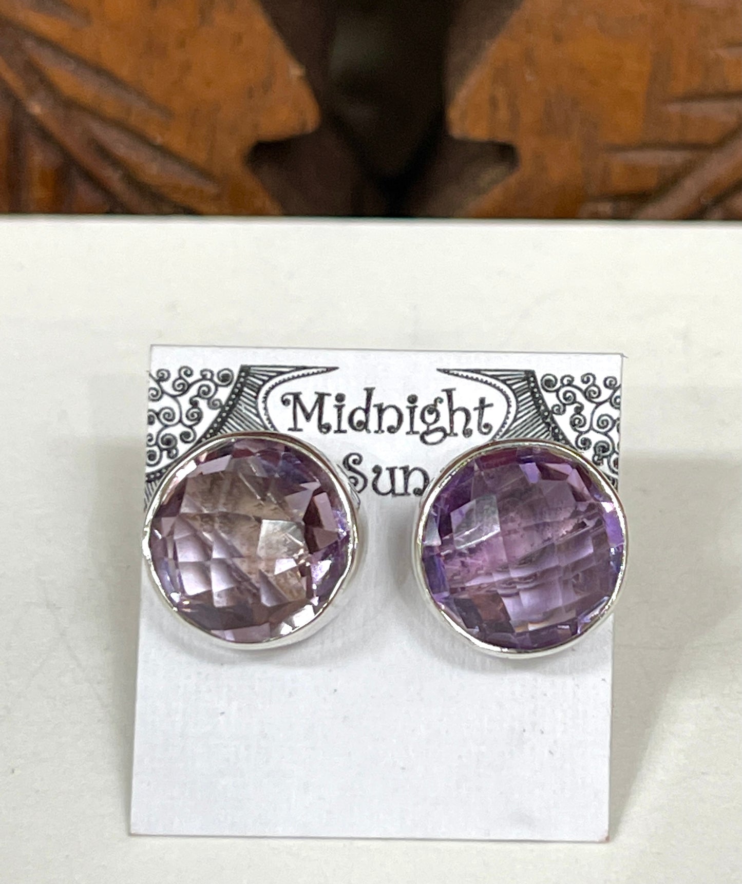 Amethyst Round Stud Earrings - 4 Sizes Available